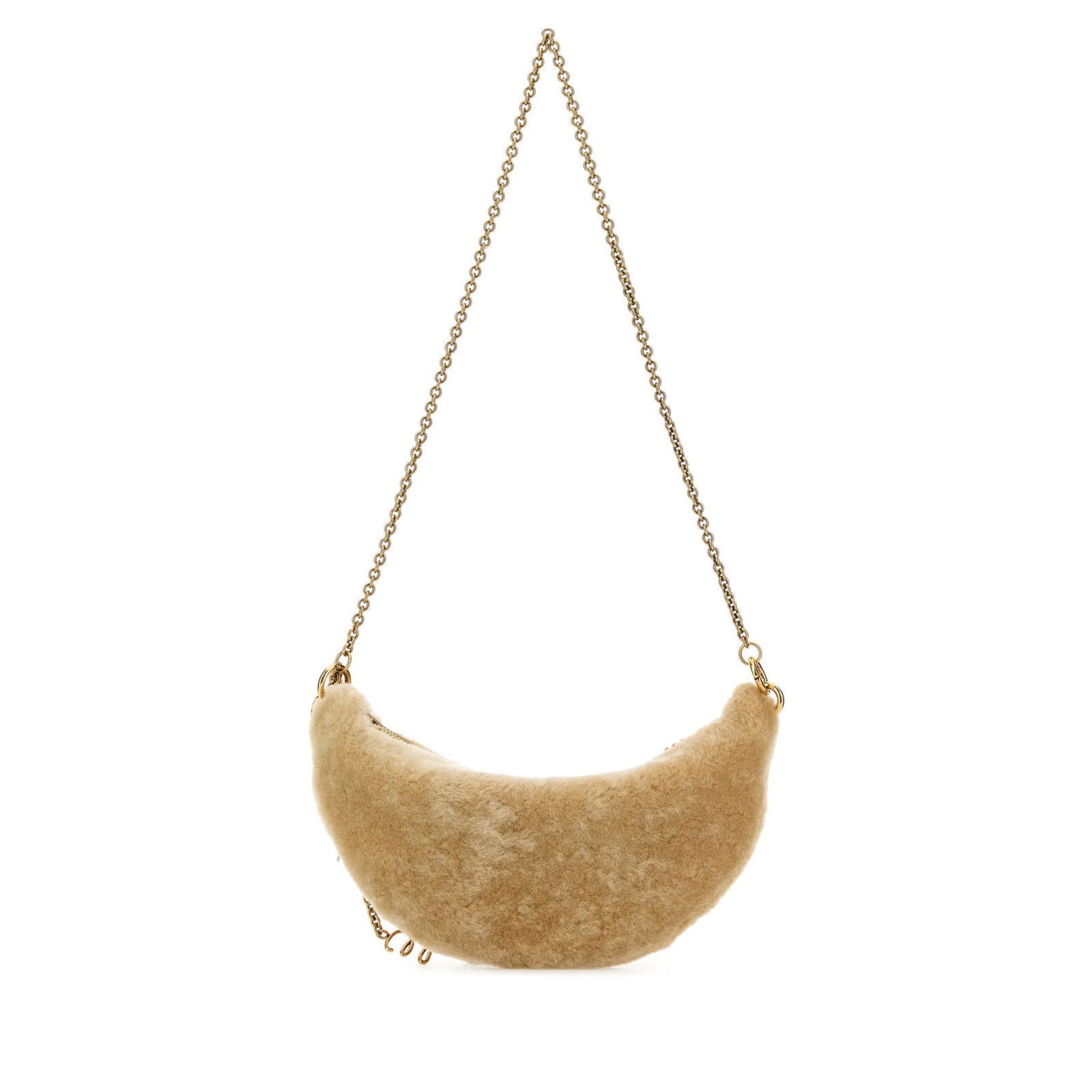 Chloe Chloe Icons Halfmoon Mini Beige Shearling Shoulder Bag New & Size ONE SIZE - 3 Thumbnail