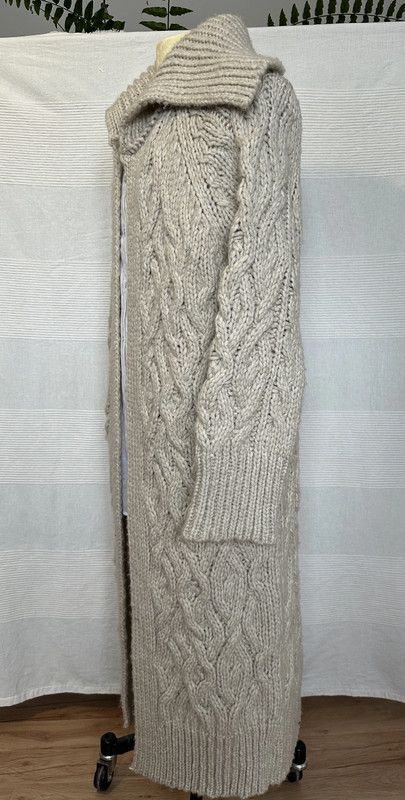 Zara Long Sweater coat Cardigan Beige Thick oversize cozi Size L / US 10 / IT 46 - 7 Thumbnail