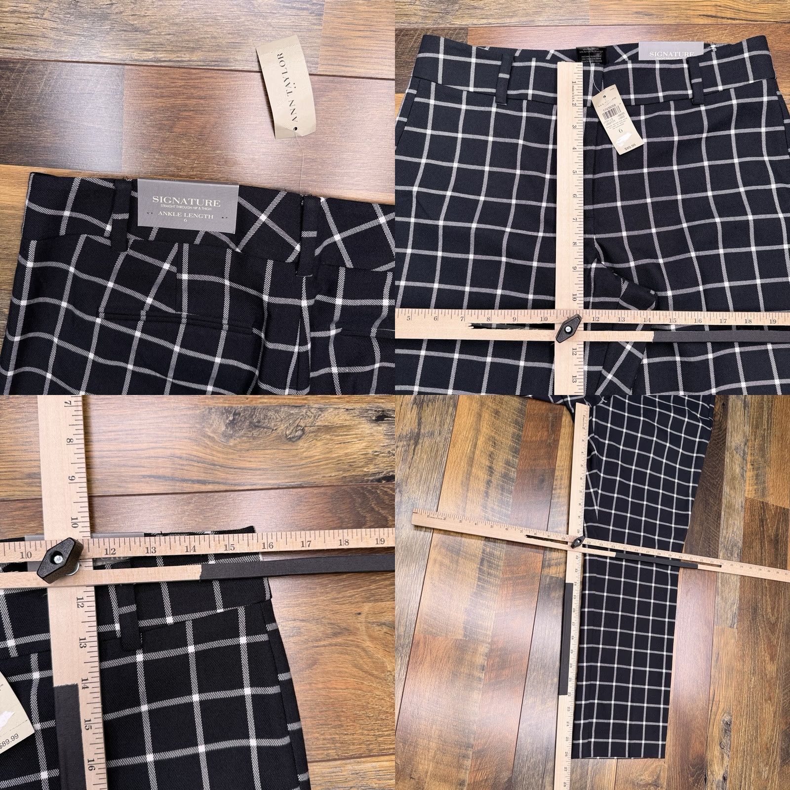 Ann Taylor Ann Taylor Signature Ankle Pants 6 Black Check Mid Rise Stretch New Pants Women Regular Slim Straight Long Twill City Workwear Size 28" / US 6 / IT 42 - 8 Thumbnail