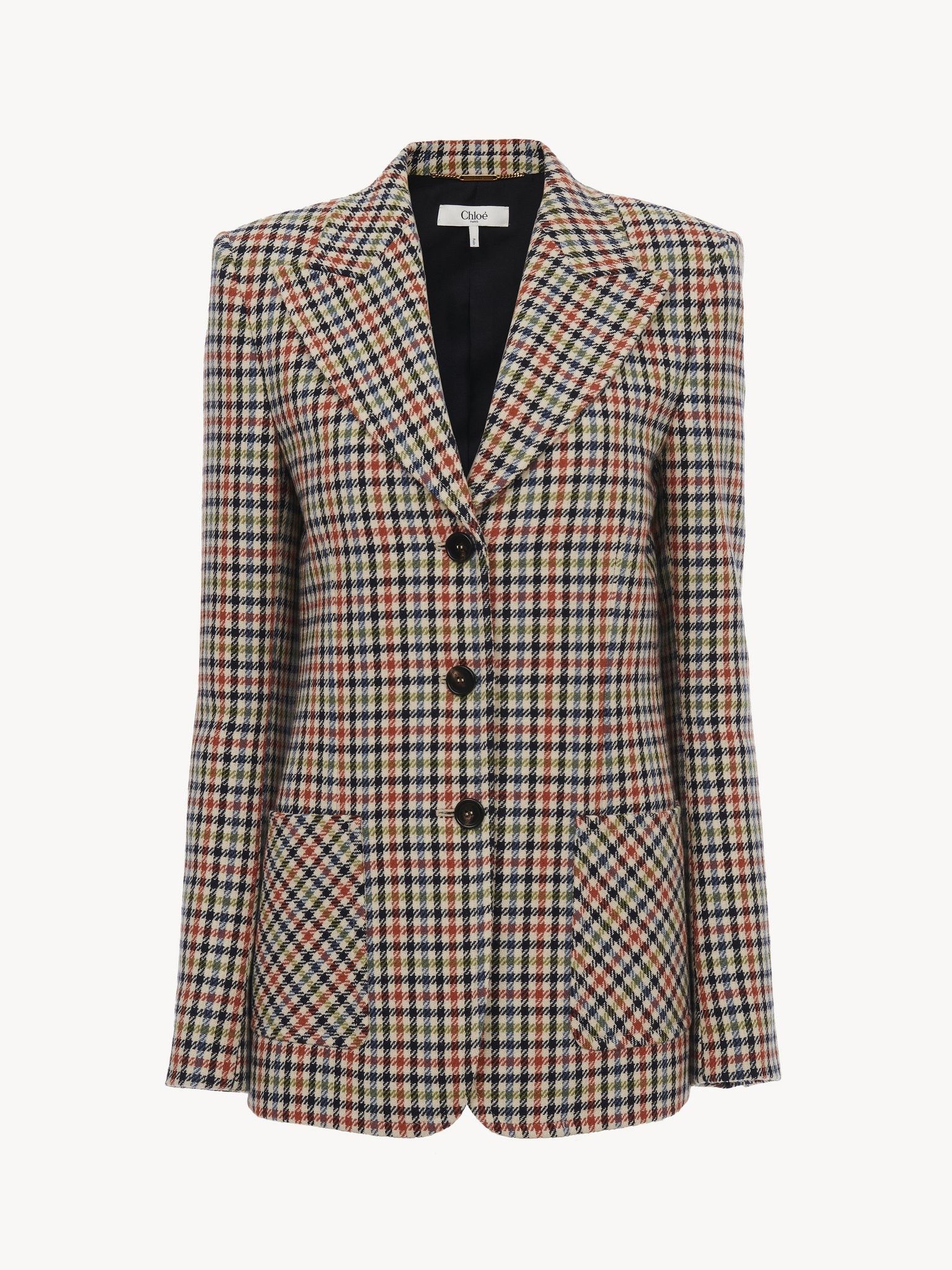 Chloe o1loc1c11125 Check Wool Tailored Jacket in Multicolor Size M / US 6-8 / IT 42-44 - 1 Thumbnail