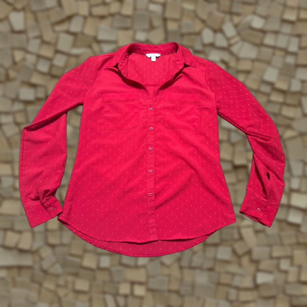 Vintage Candies Shirt Women's XS Red Long Sleeve Button-Up Shirt Size XS / US 0-2 / IT 36-38 - 1 Thumbnail