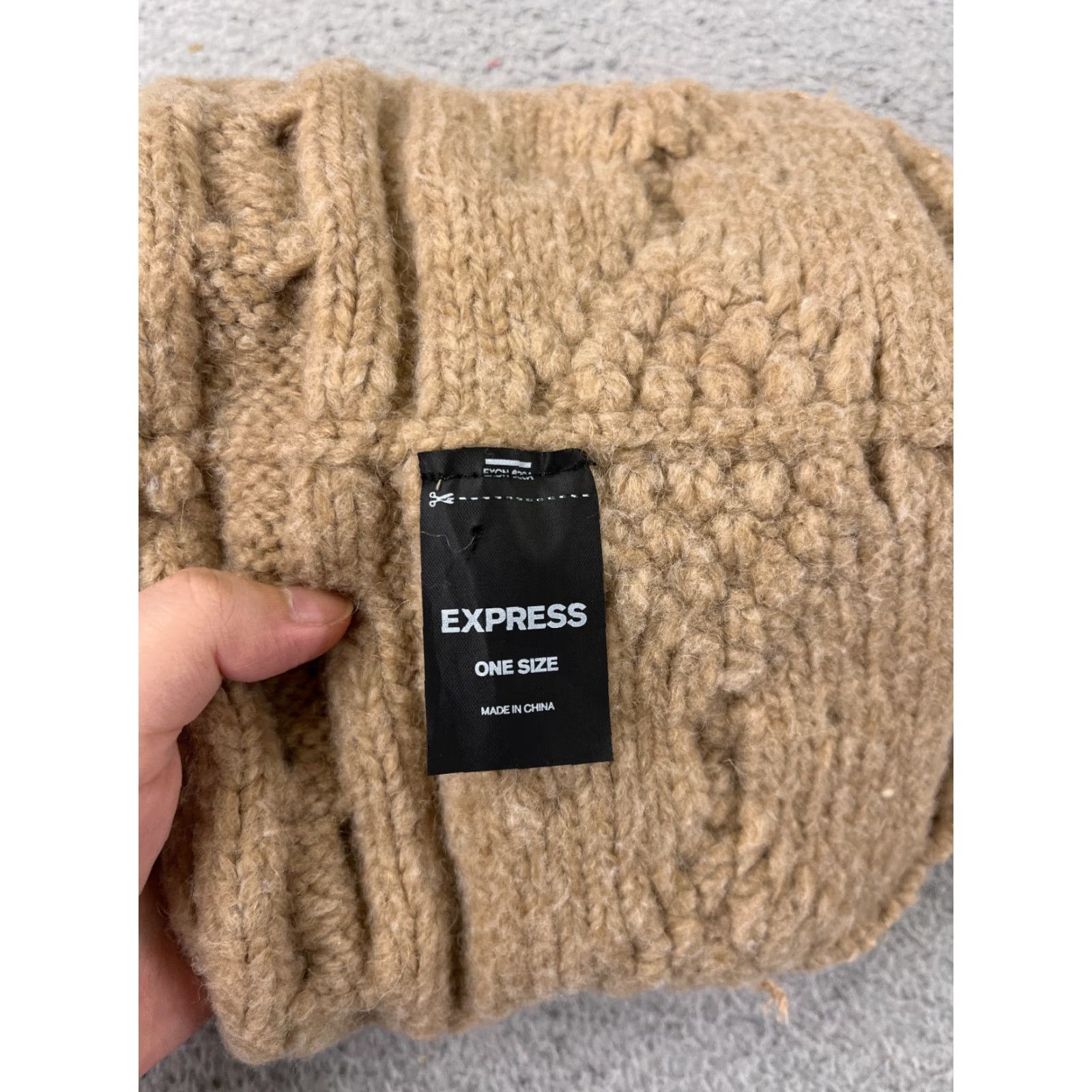 Express Express Beanie Toque Womens One Size Brown Beige Knit Poly Wool Blend Ski Pom Beanie Women Size ONE SIZE - 7 Thumbnail