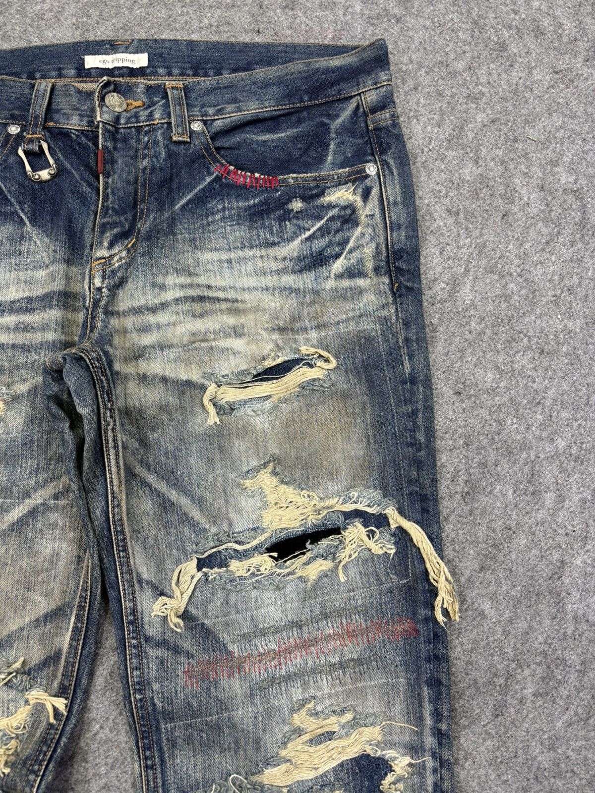 Ego Tripping 💥Super Distressed Style💥Ego Tripping Heavy Denim F841 Size US 34 / EU 50 - 3 Thumbnail