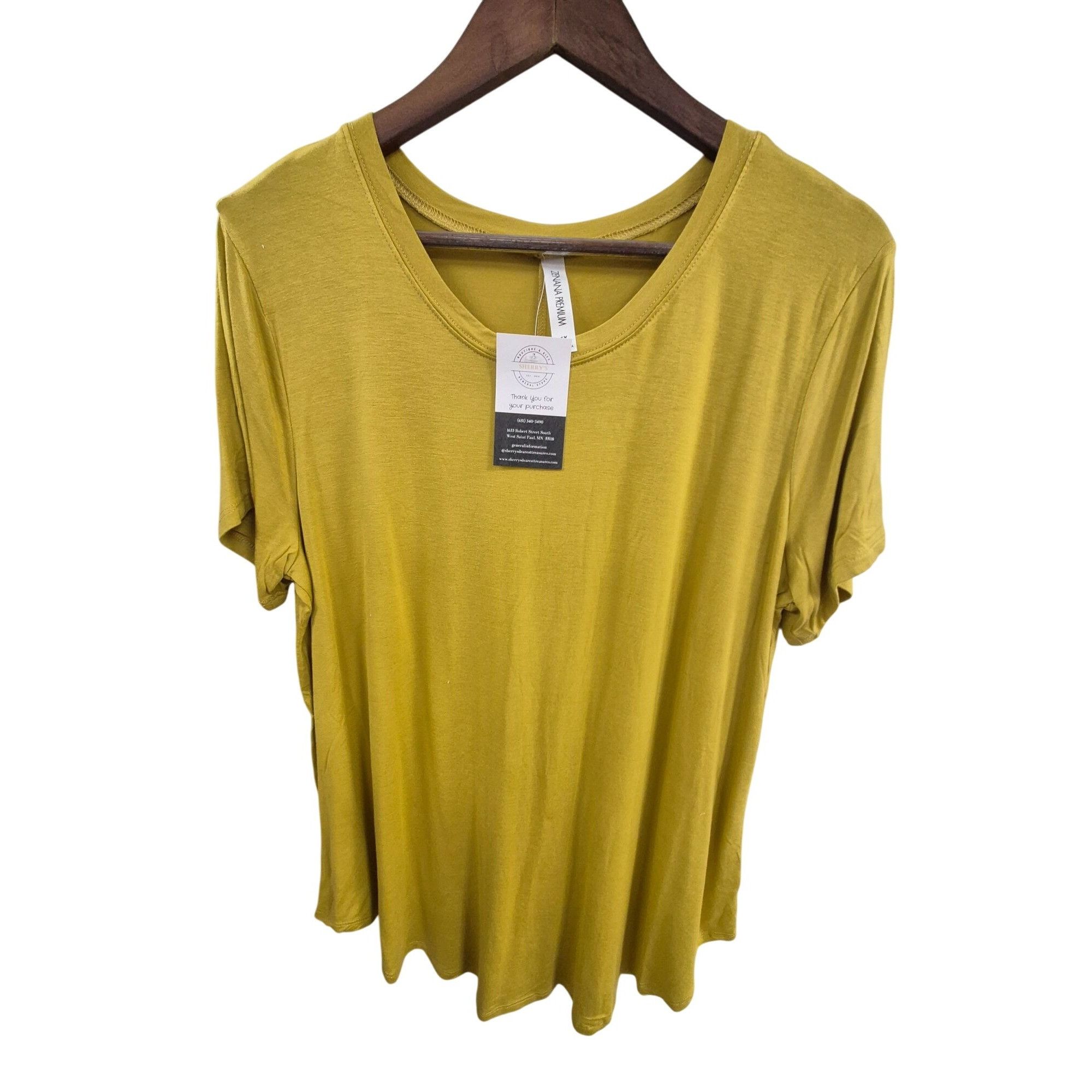 Other Premium Rayon Short Sleeve Round Hem & Neck MUSTARD 1X Size M / US 6-8 / IT 42-44 - 3 Thumbnail