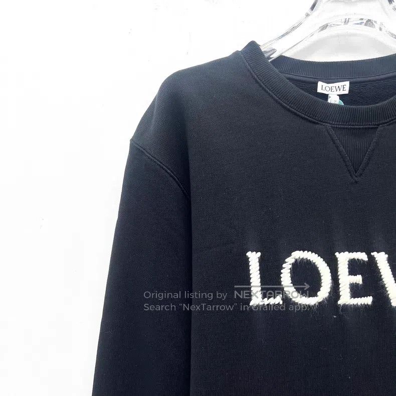 Loewe Loewe Black logo letter embroidered cotton round neck long Size XS / US 0-2 / IT 36-38 - 3 Thumbnail