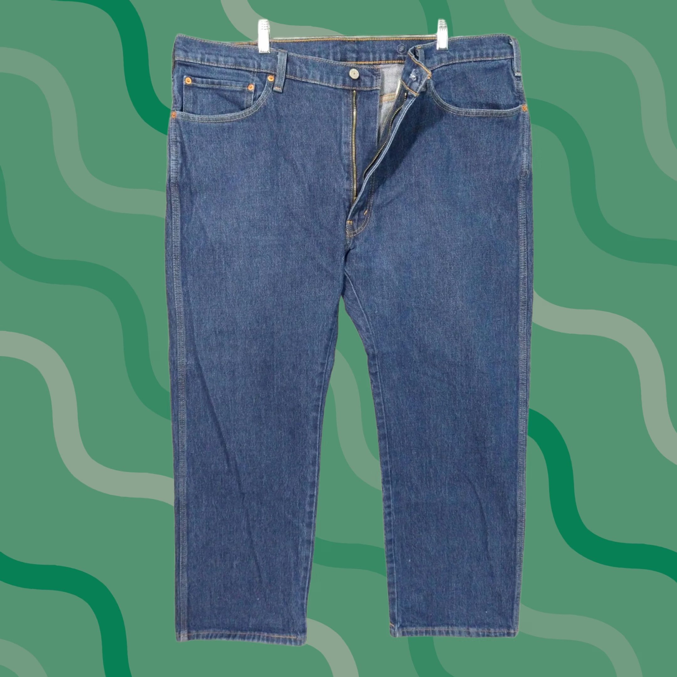 Levi's Levis Jeans Mens 44x32 Blue Denim Western Fit Straight Leg High Rise Stretch Size US 44 / EU 60 - 1 Thumbnail