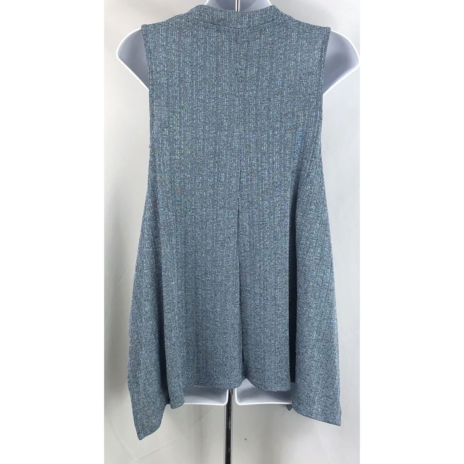 Vintage VINTAGE Jennifer Lopez Top Sleeveless Knit XS Blue Cut Out Keyhole Asymmetrical Hem 90s Y2K Bohemian Retro City Classic Women’s Shirt Size XS / US 0-2 / IT 36-38 - 3 Thumbnail