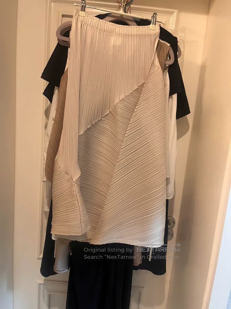 Issey Miyake Issey Miyake size:3 Beige Asymmetric Midi Skirt Size 22" - 6 Thumbnail