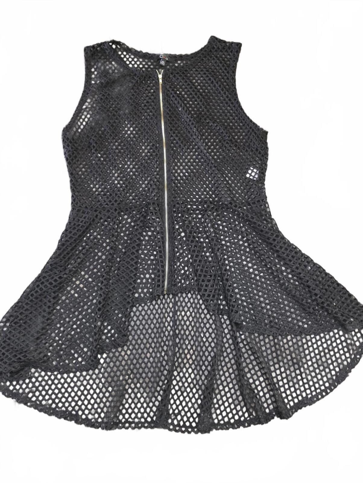 Levi's Vintage Clothing Cleo Black Sexy Mesh Net Peplum Zip Sleeveless Sheer Top 2X Size XXL / US 16-18 / IT 52-54 - 3 Thumbnail