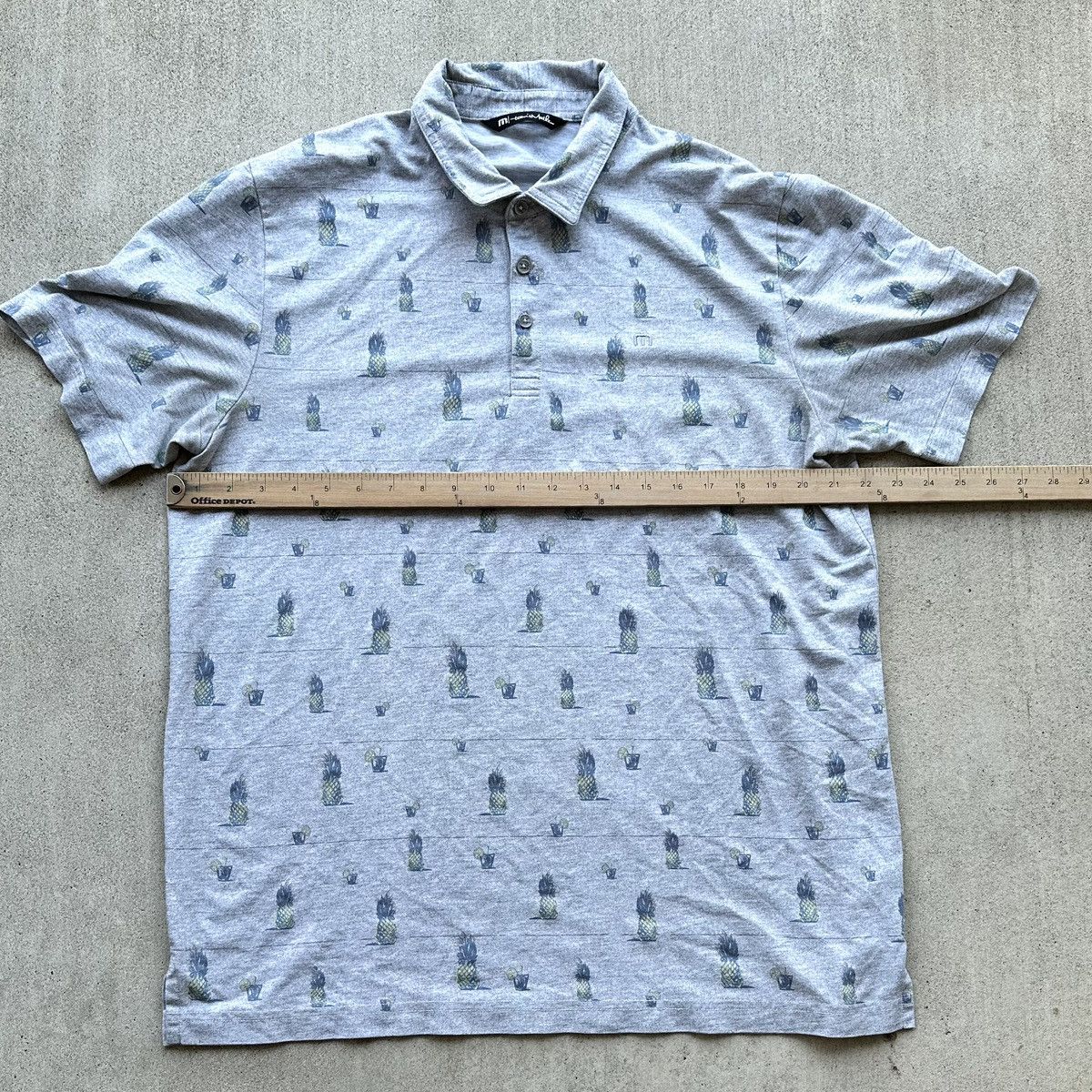 TravisMathew Travis Mathew Polo Shirt Men XL Gray Pineapple AOP Size US XL / EU 56 / 4 - 5 Thumbnail