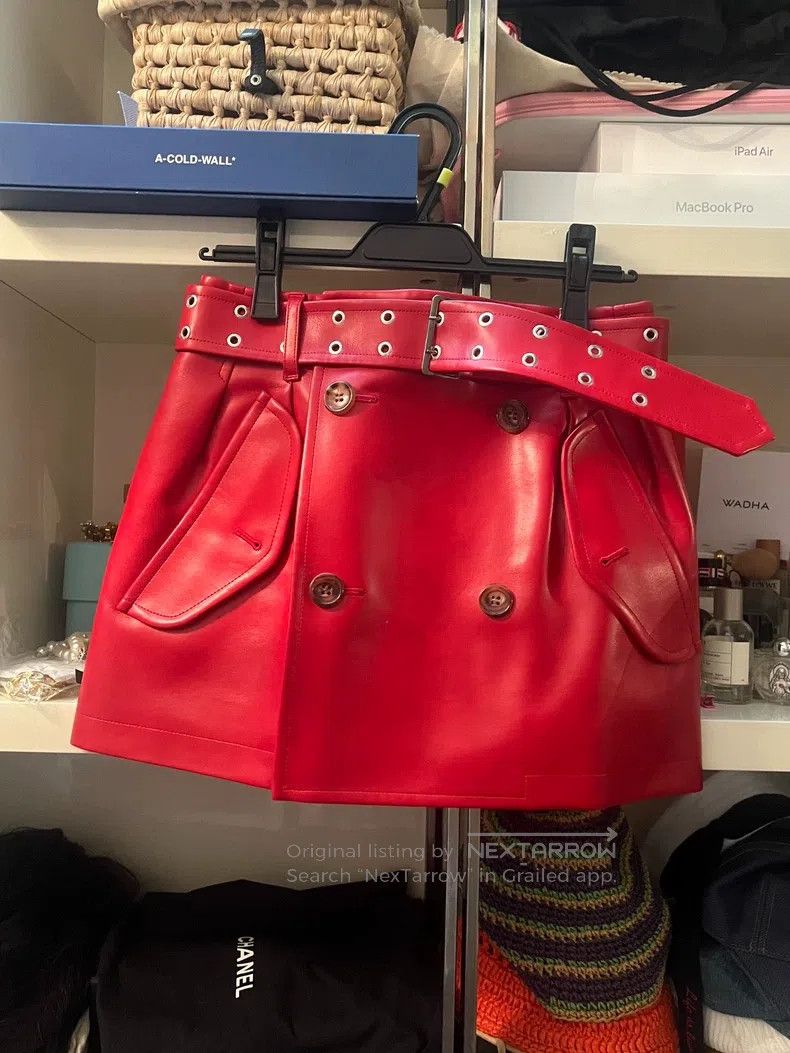 Junya Watanabe Junya Watanabe size S Red belt leather short skirt peplum Size 23" - 2 Thumbnail