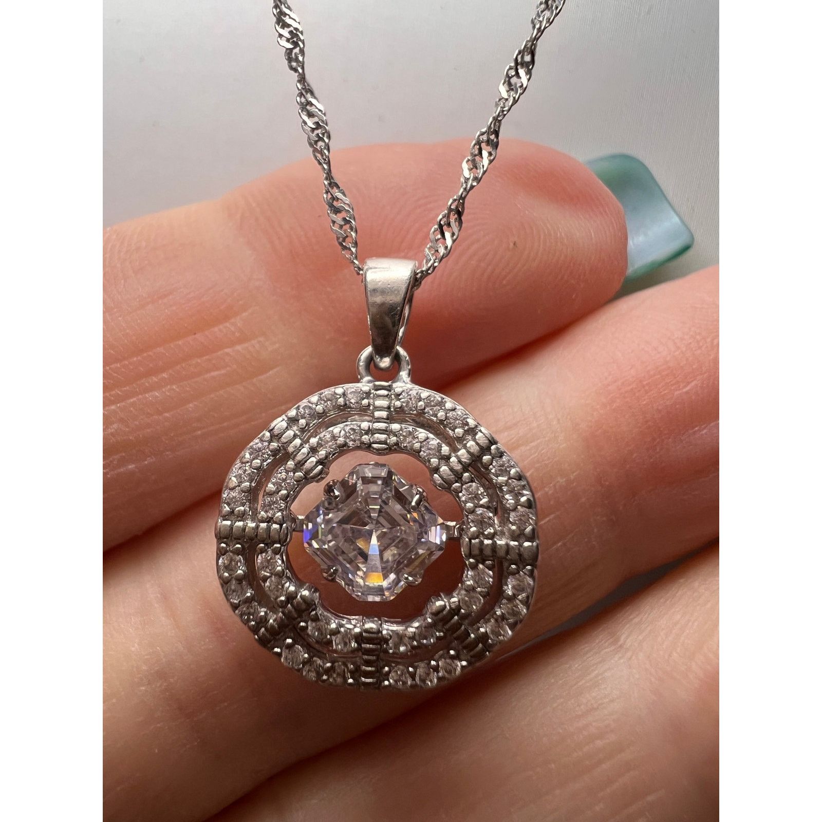 Other CZ Rhodium Over Sterling Dancing Pendant With Chain Size ONE SIZE - 2 Thumbnail