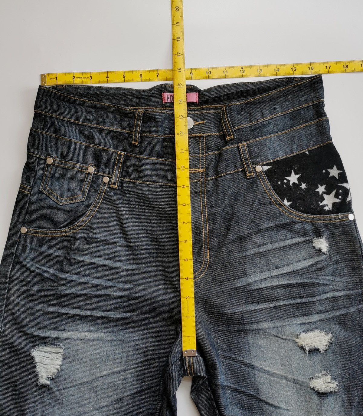 Kapital Hop Hips Punk Skull Star Double Waist Legging Denim Jeans Size US 33 - 9 Thumbnail
