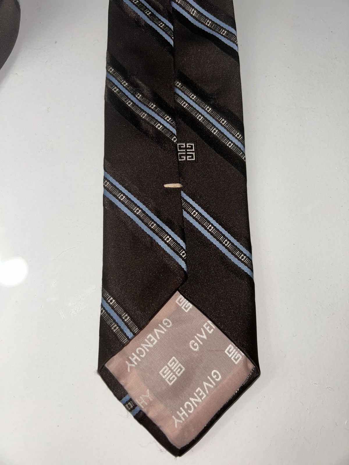 Givenchy Givenchy Brown and Blue Striped Neck Tie Size ONE SIZE - 8 Thumbnail