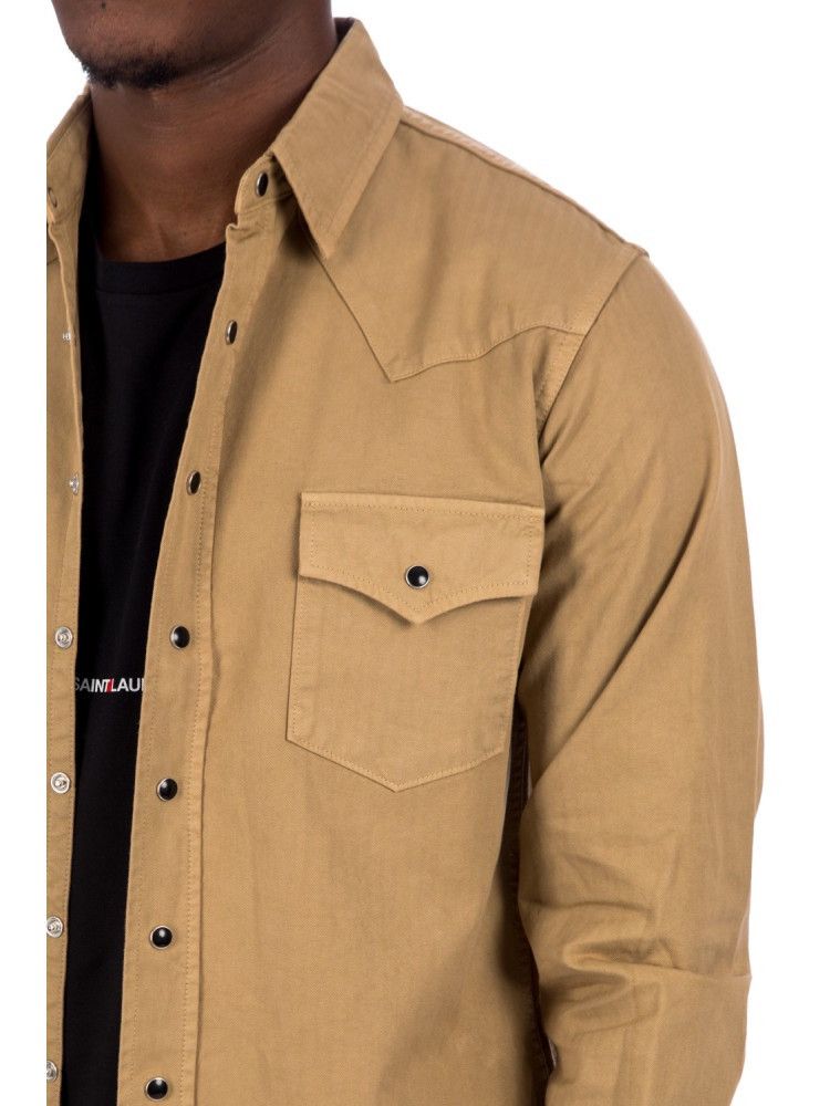 Saint Laurent Paris Saint Laurent western stonewashed denim shirt tan S Size US S / EU 44-46 / 1 - 19 Thumbnail