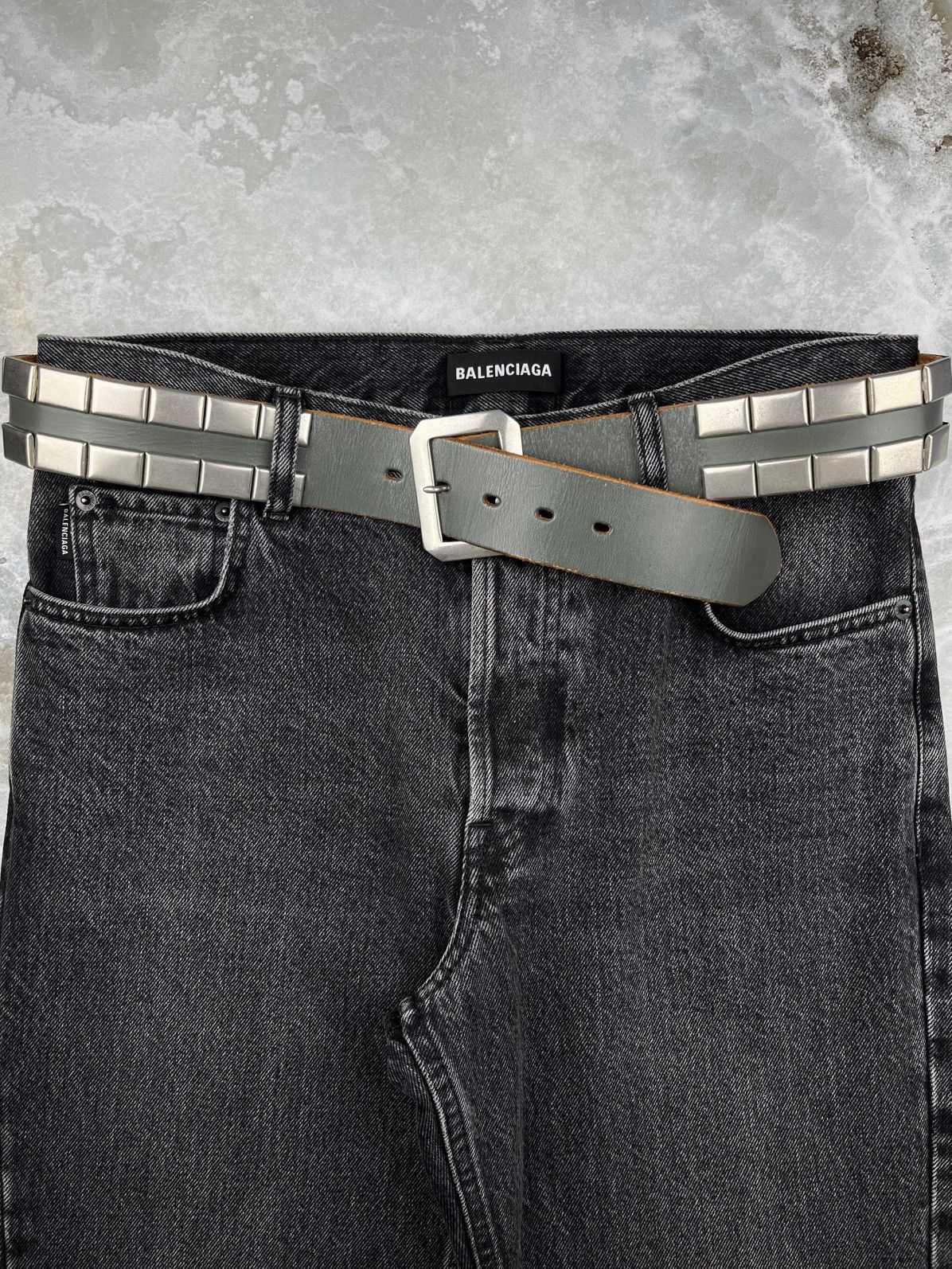 Undercover Undercover Archive Rectangle Studded Leather Belt Gray Size ONE SIZE - 2 Thumbnail