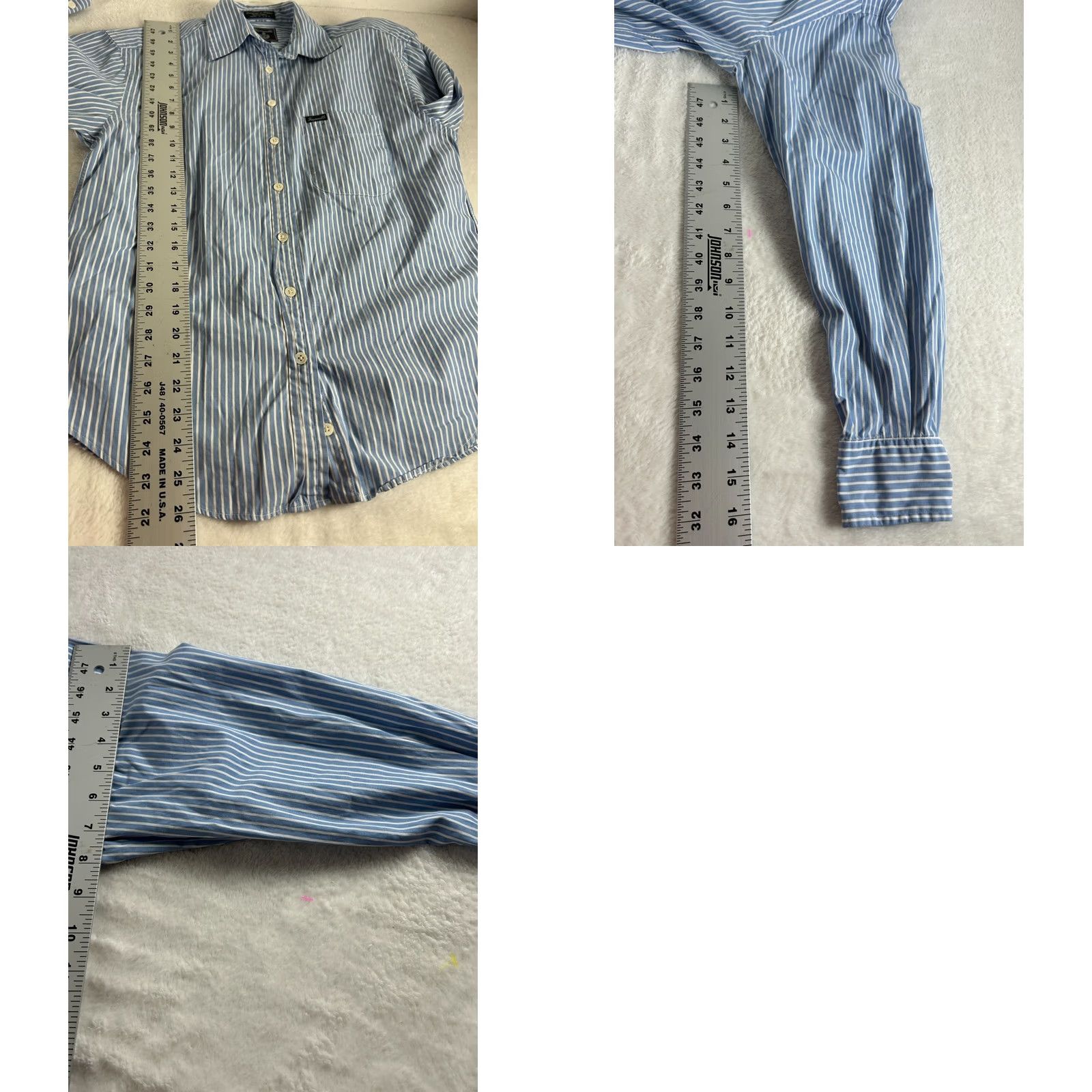 Faconnable Faconnable Womens Blue White Striped Button-Up Shirt Small Cotton Casual USA Size S / US 4 / IT 40 - 8 Thumbnail