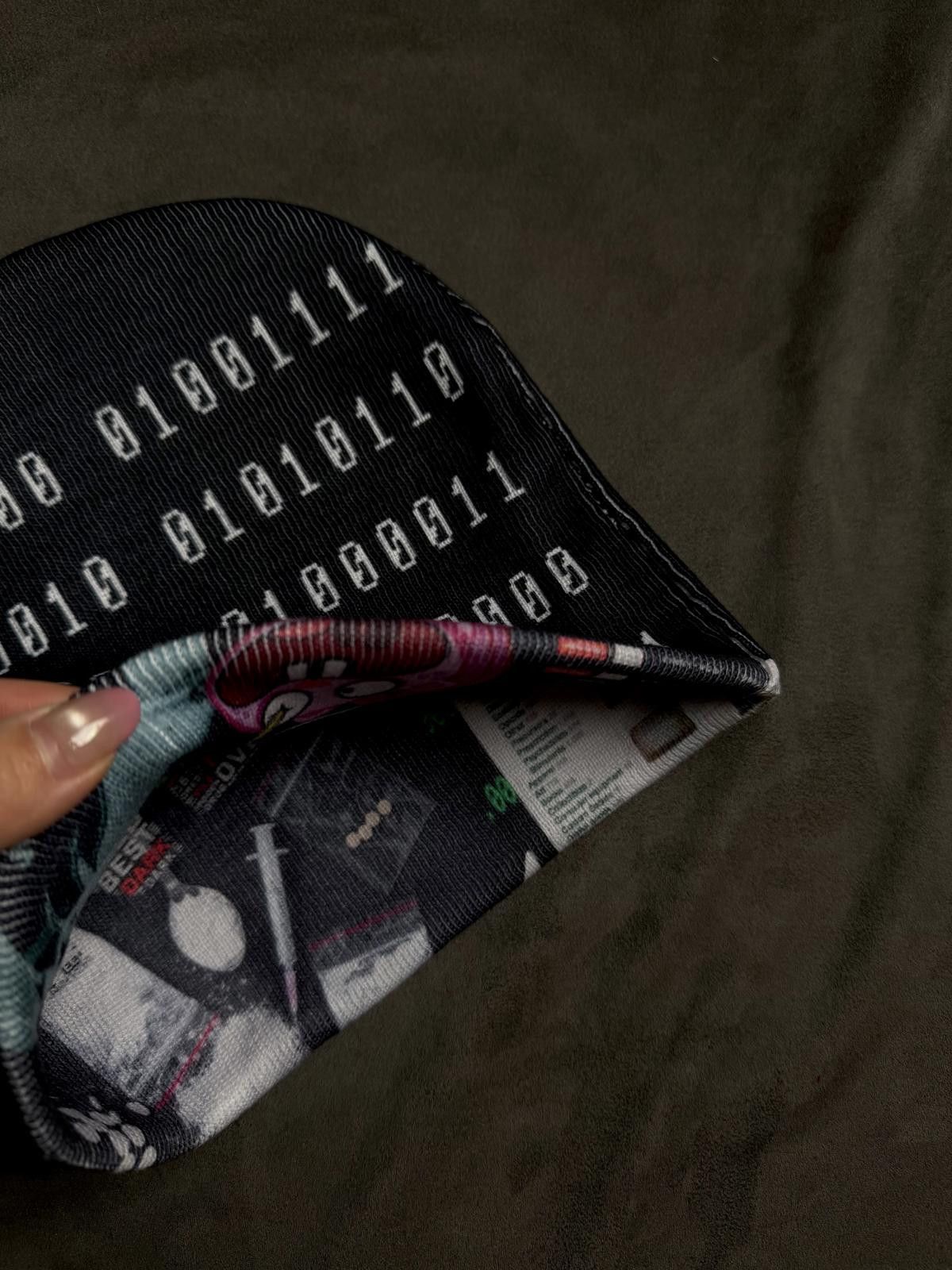 Other Reversible Cyberpunk Graphic No Cuff Knit Black Beanie Hat Size ONE SIZE - 8 Thumbnail