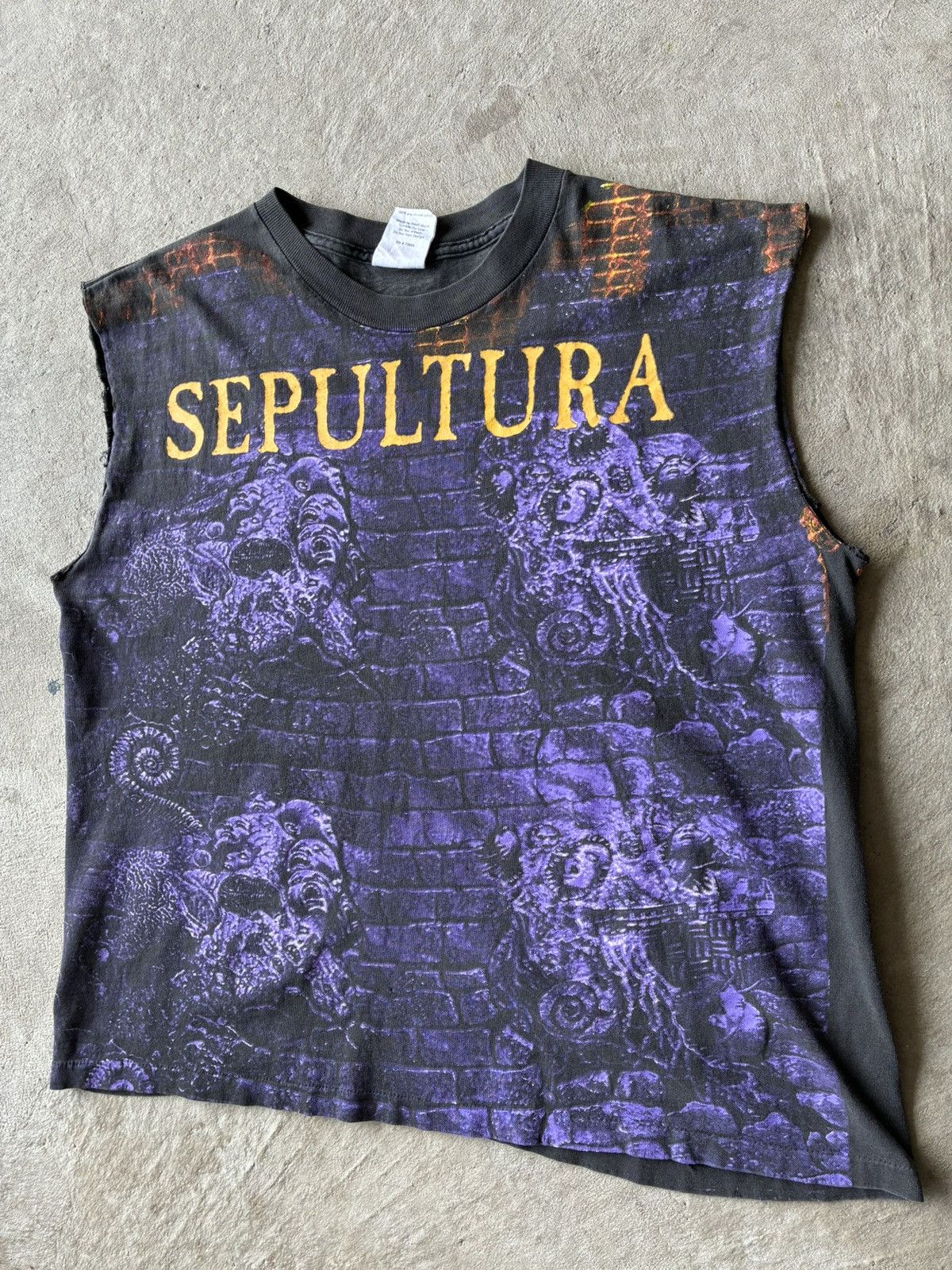 Band Tees Vintage 1993 Sepultura Chaos AD Biotech All Over Print Shirt Size US L / EU 52-54 / 3 - 3 Thumbnail