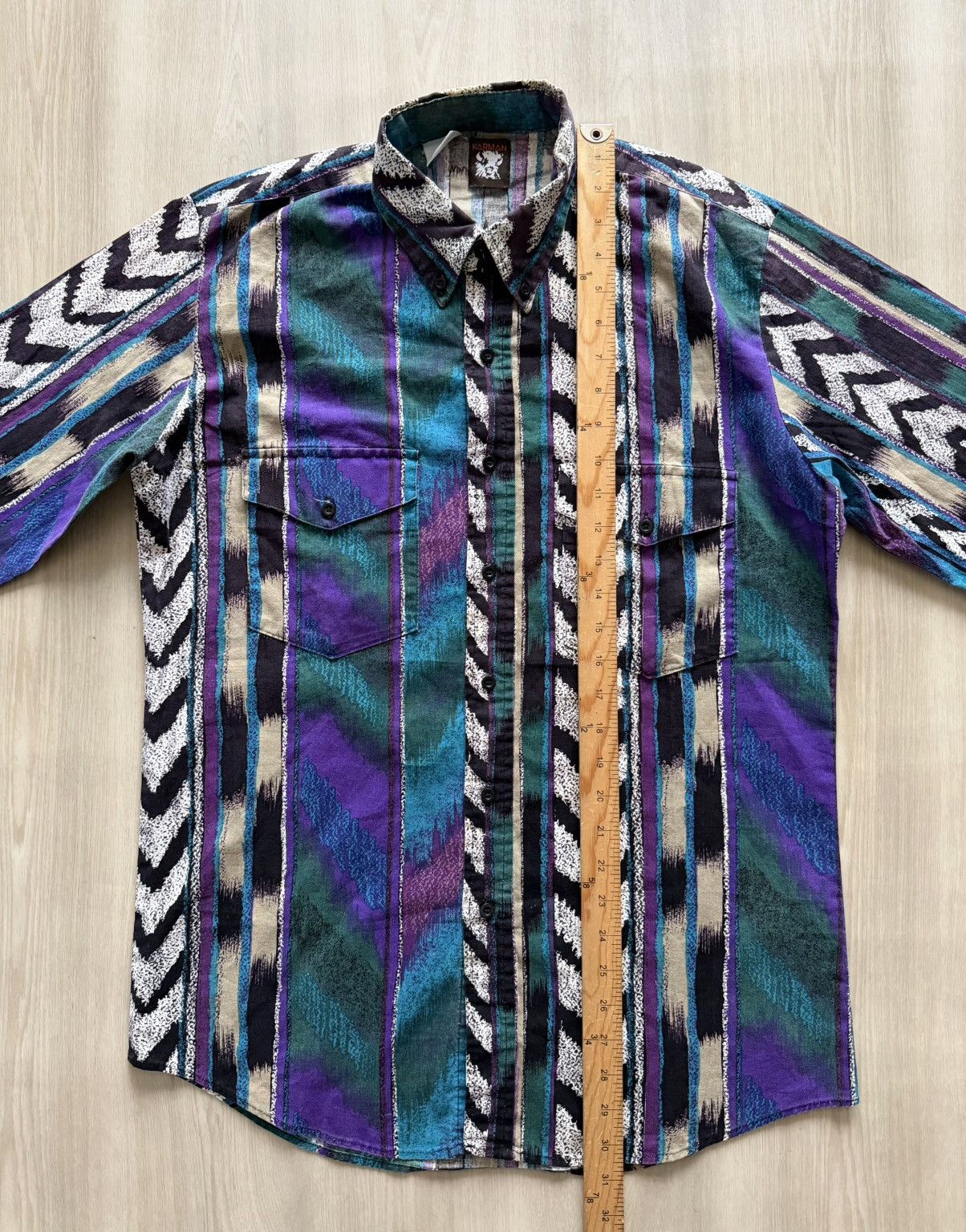 Vintage Vintage 90s Karman Western Striped Shirt Sz M Southwestern Size US M / EU 48-50 / 2 - 7 Thumbnail