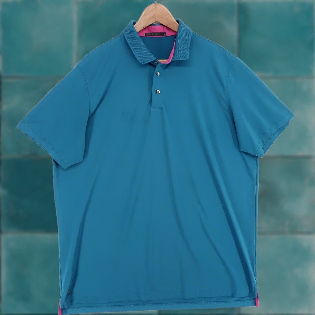 Vintage Greyson Polo Shirt Mens XL Teal Blue Short Sleeve Golf Performance Size US XL / EU 56 / 4 - 1 Thumbnail