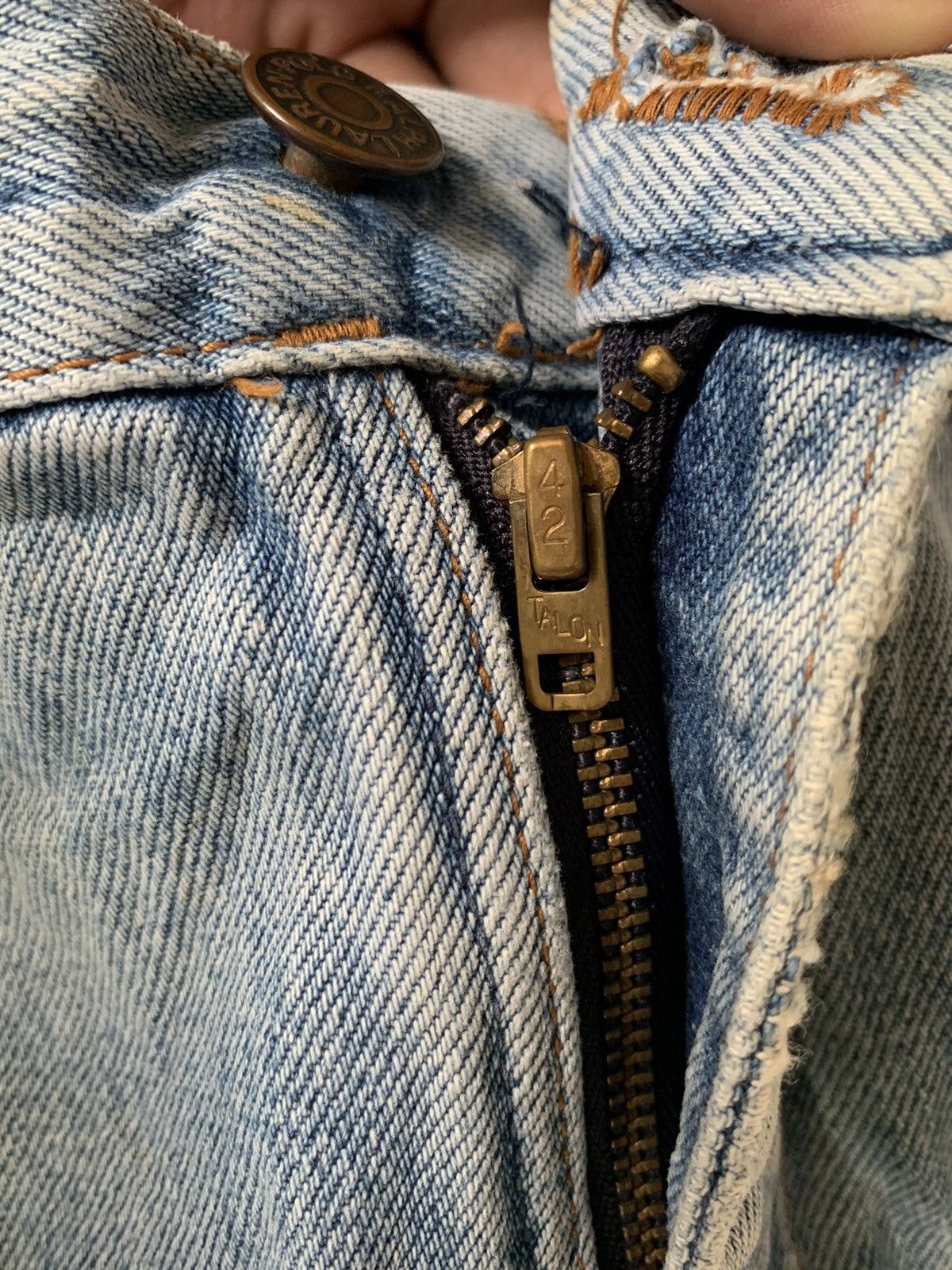Polo Ralph Lauren × RRL Ralph Lauren × Vintage Vintage‼️Polo Ralph Lauren zip Talon 42 Distressed Denim Size US 31 - 10 Thumbnail