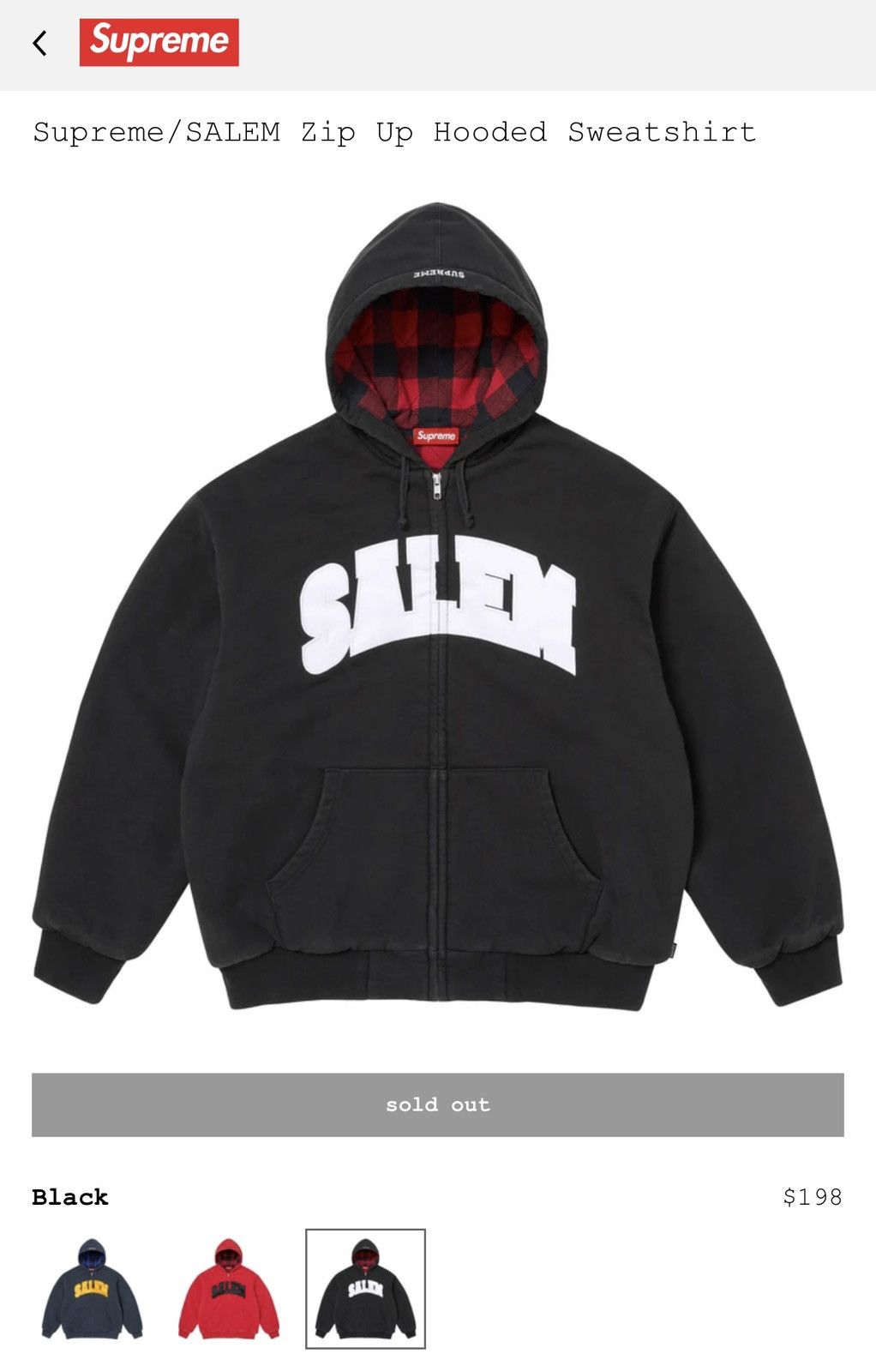 Supreme Supreme Salem Zip Up Hoodie | Grailed