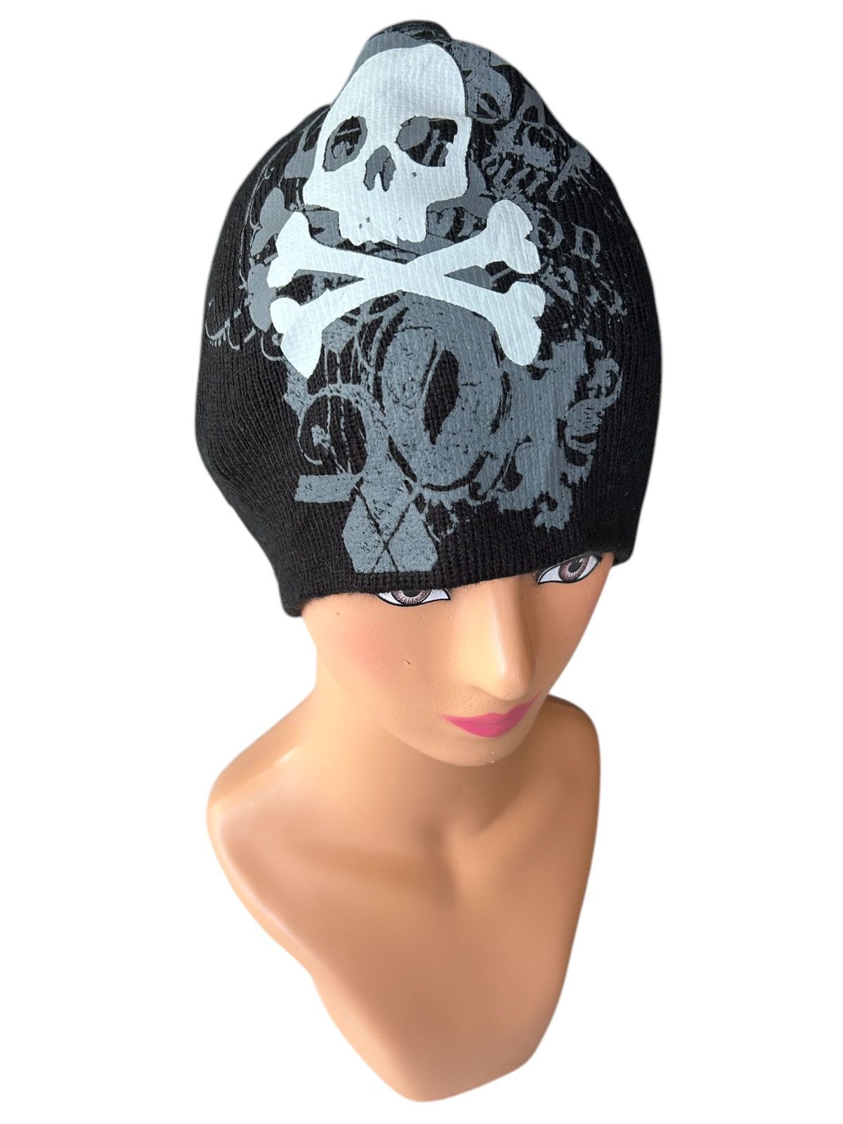 14th Addiction × If Six Was Nine × KMRii Skull Tattoo Japanese Punk Bondage Style Beanie Hats Size ONE SIZE - 1 Thumbnail