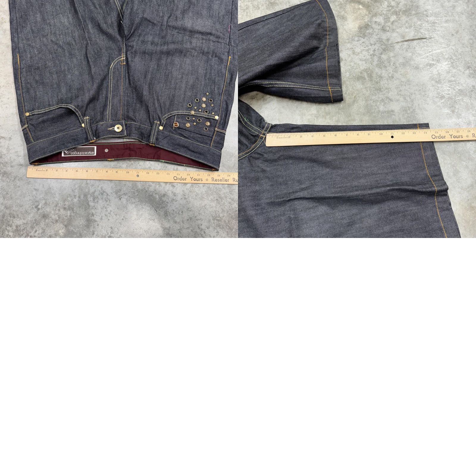 Enyce Enyce Denim Shorts Mens 38 Dark Blue Studded Embellished Jorts Bermuda Baggy Dark Blue Mens 38 Denim Shorts Enyce Bermuda Hip Hop Baggy Jeans Shorts Size US 38 / EU 54 - 8 Thumbnail