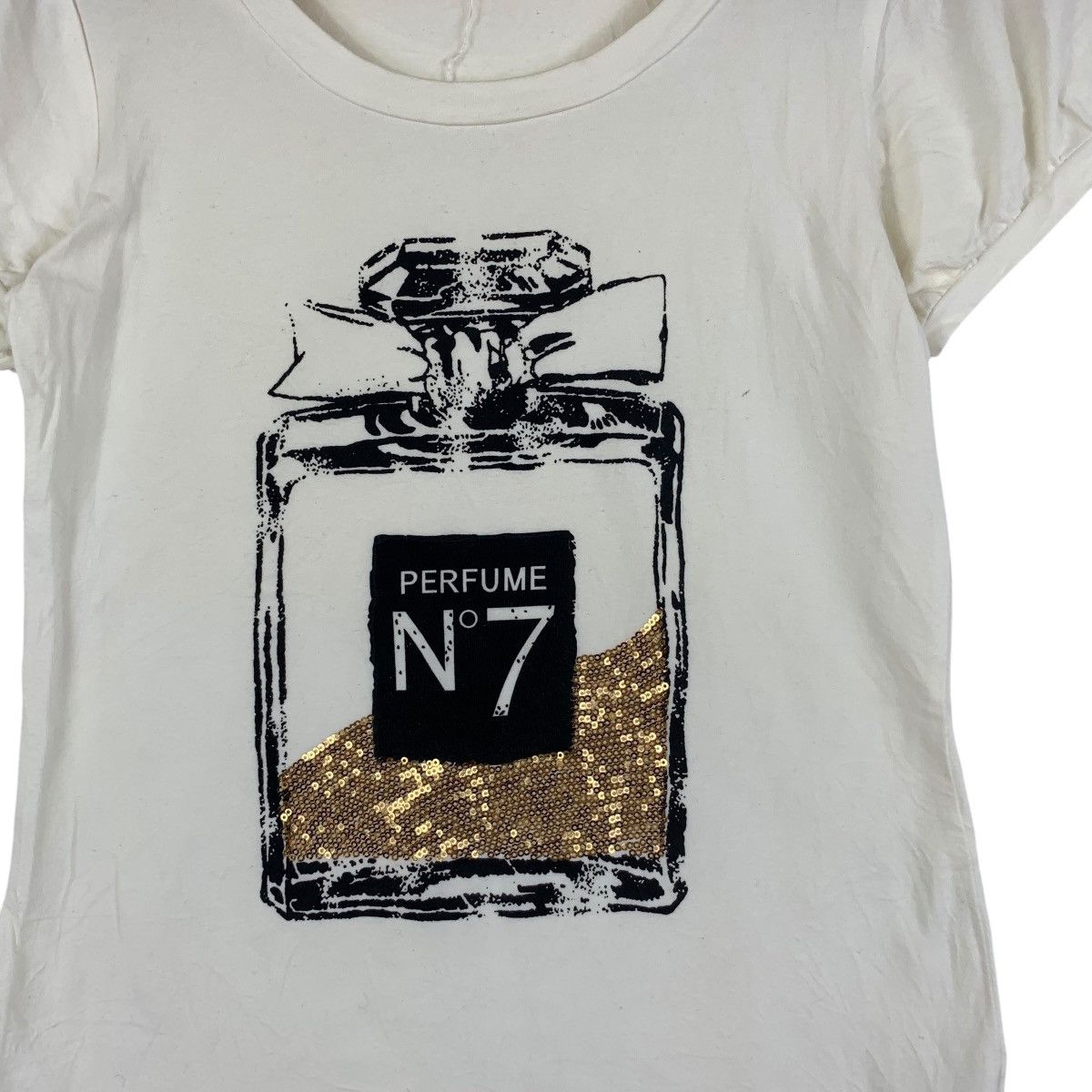 Vintage Vintage ROPE JAPAN PERFUME NO 7 Glitter Blouse Tee Shirt Size M / US 6-8 / IT 42-44 - 3 Thumbnail