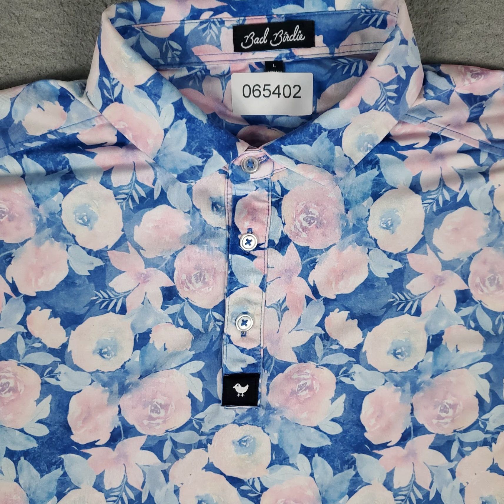 Vintage Bad Birdie Polo Shirt Mens L Pink Gray Floral Golf Short Sleeve Polo Shirts Casual Workwear Size US L / EU 52-54 / 3 - 2 Thumbnail