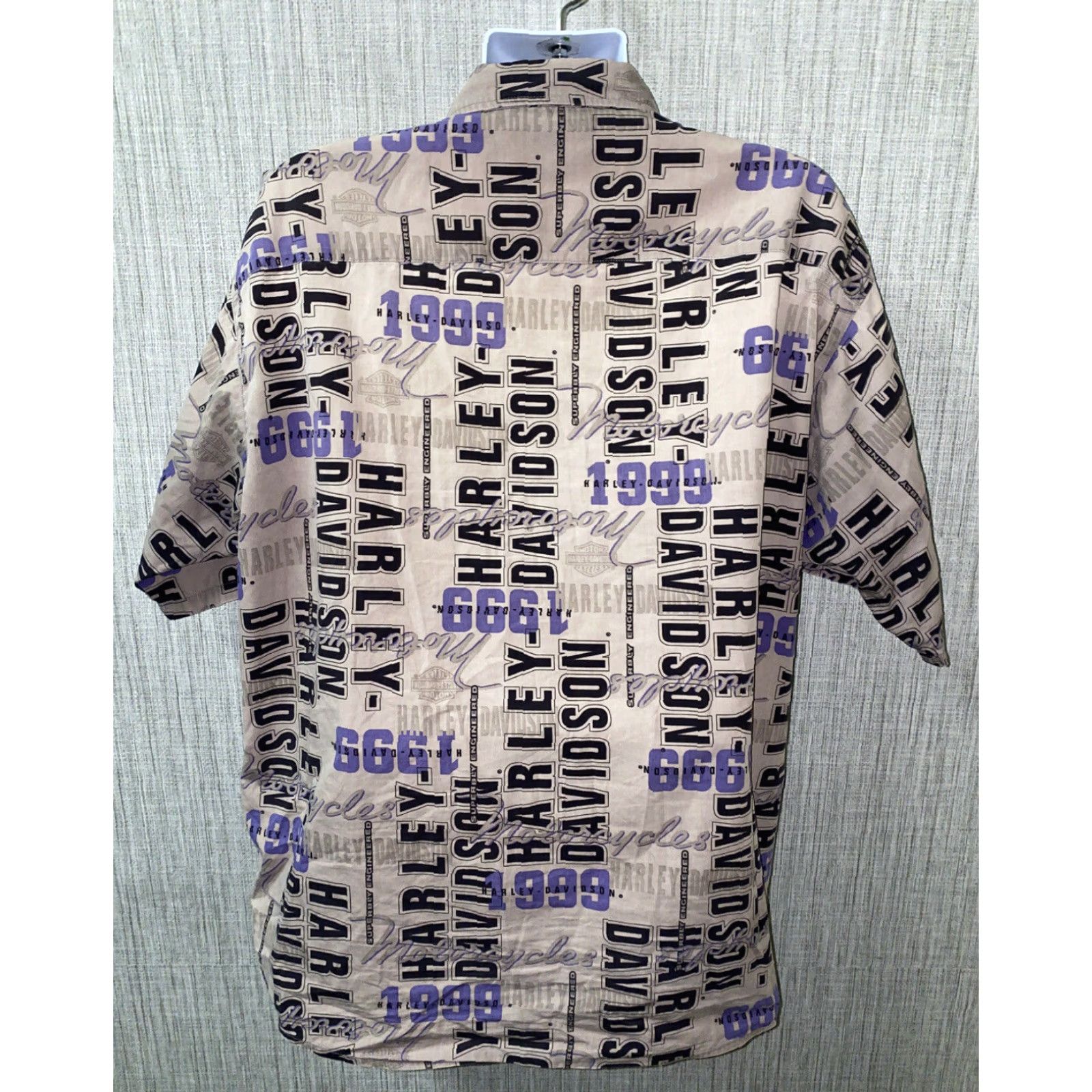 Harley Davidson Harley-Davidson Mens Gray Short Sleeve Button-Up Shirt XL Casual Cotton Size US XL / EU 56 / 4 - 5 Thumbnail