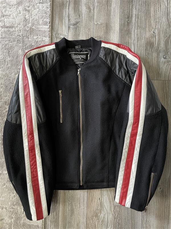 Vintage Vintage Bicker Jacket Bomber Leather Stripes Size US L / EU 52-54 / 3 - 2 Thumbnail