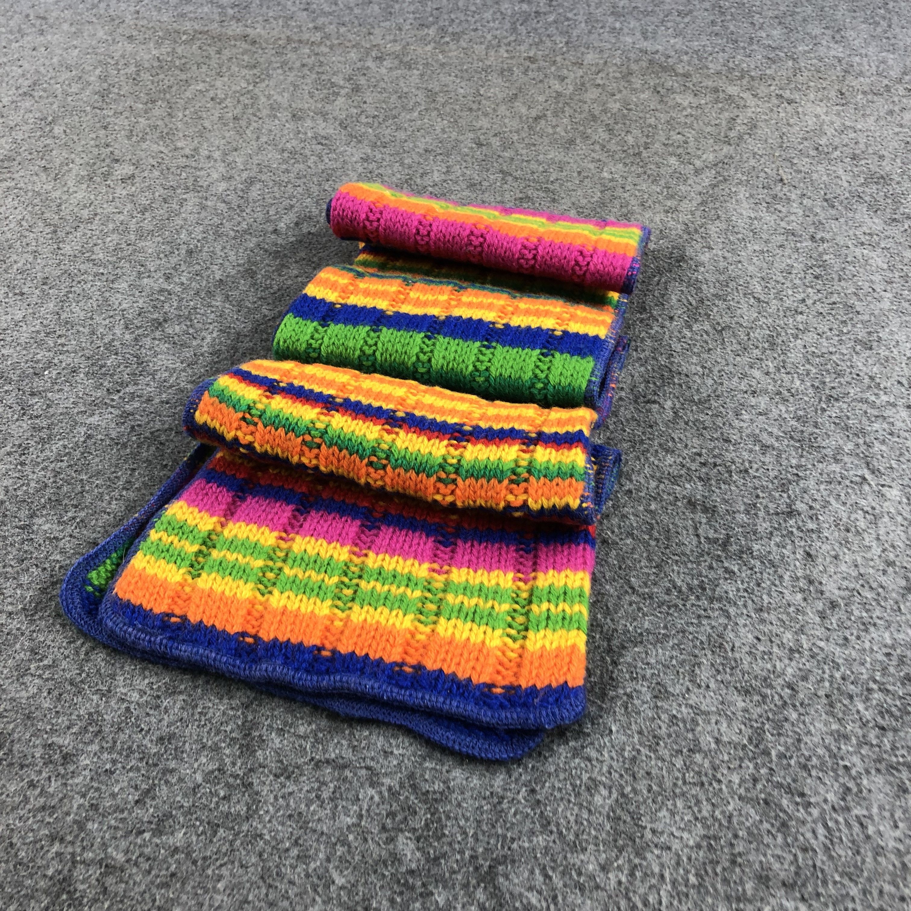 United Colors Of Benetton United Colors of Benetton Rainbow Wool Scarf Muffler V889 Size ONE SIZE - 3 Thumbnail