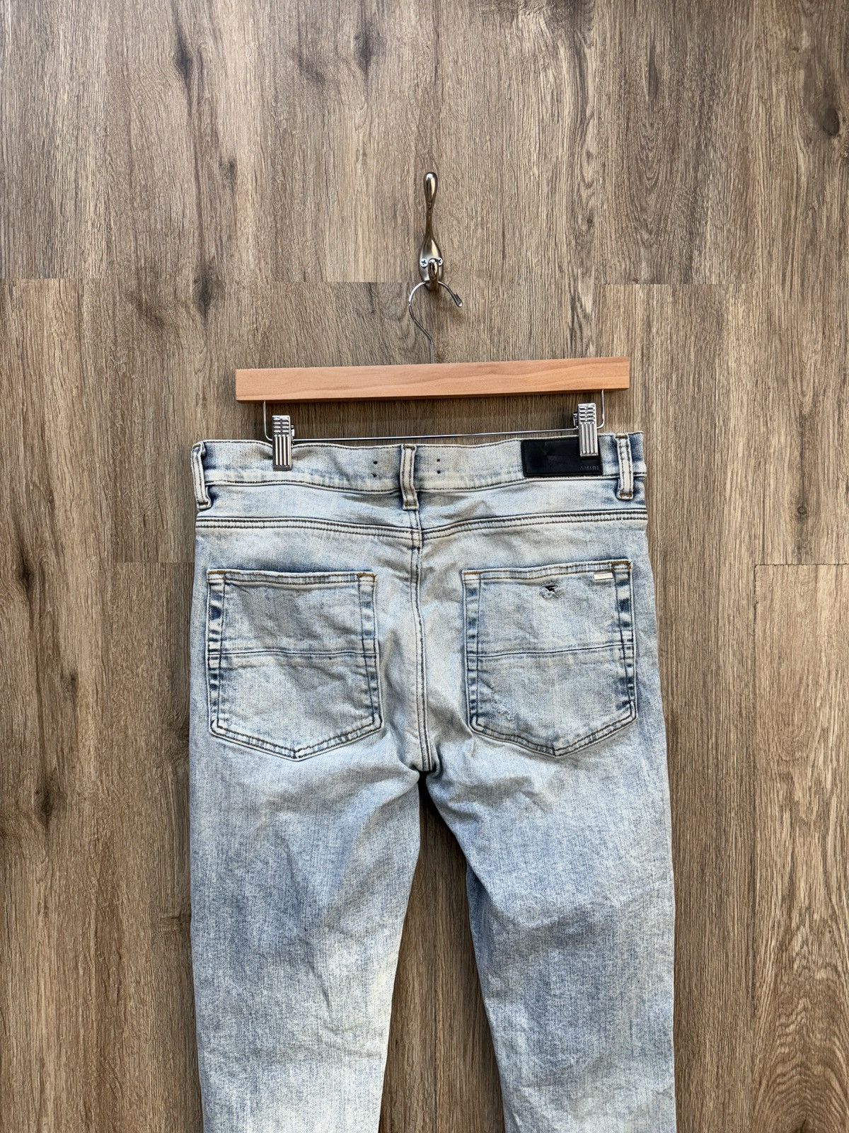Amiri Amiri Blue Denim Black Patch Jeans Size US 33 - 8 Thumbnail
