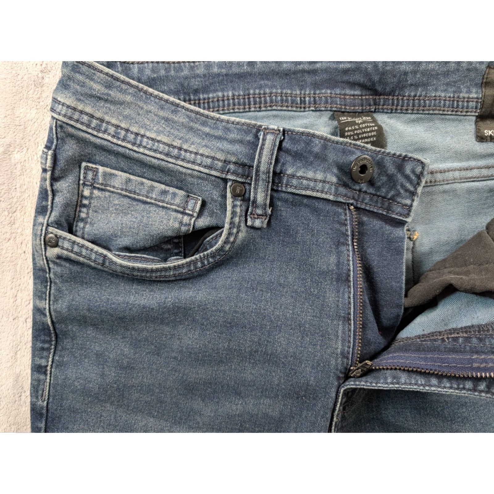 Denime The Perfect Jean NYC Jeans Mens 29x29 Dark Blue Skinny Fit Stretch Denim Pants Size US 29 - 4 Thumbnail