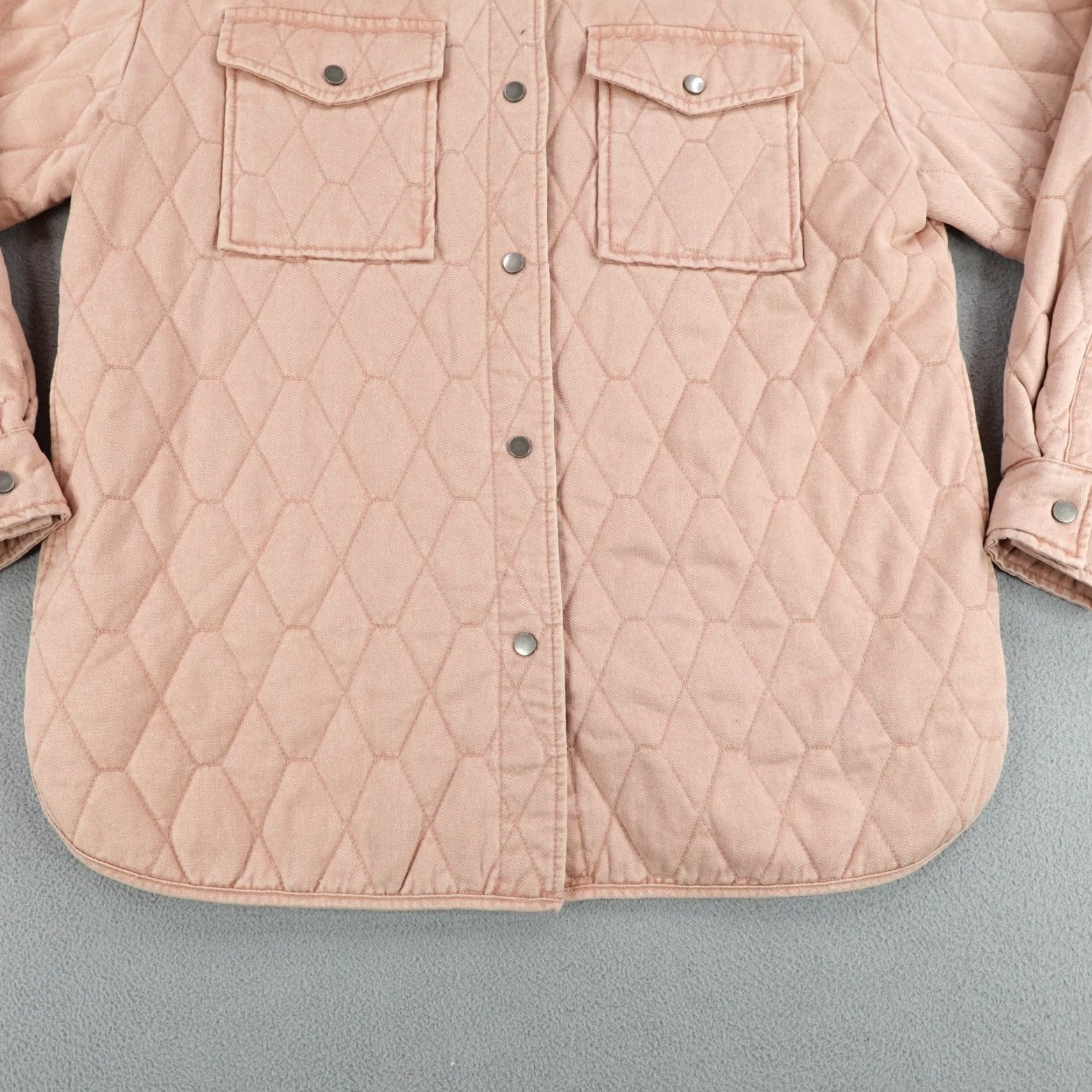 Joie VINTAGE Joie Jacket Womens Medium Pink Quilted Oversized Shacket Snap Button Up Coat Size M / US 6-8 / IT 42-44 - 4 Thumbnail