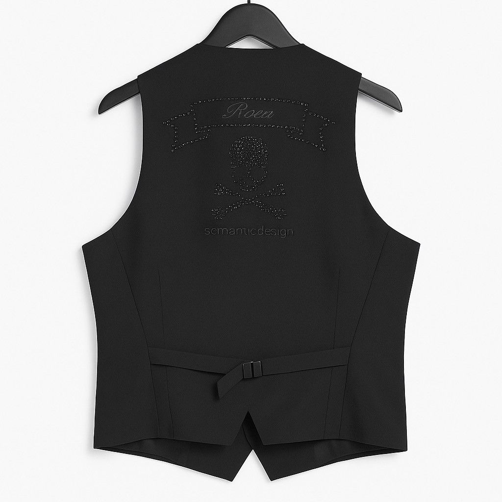 Roen Roen × Semantic Design Skull Vest – Gothic Rock Men’s Black Size US S / EU 44-46 / 1 - 2 Thumbnail