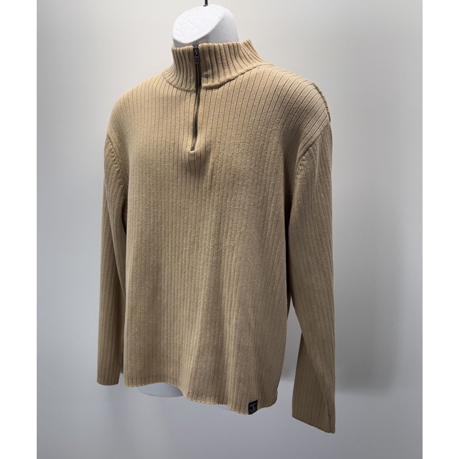 American Eagle Outfitters American Eagle Outfitters Mens Fit 1/4 Zip Sweater XL Tan Size US XL / EU 56 / 4 - 2 Thumbnail