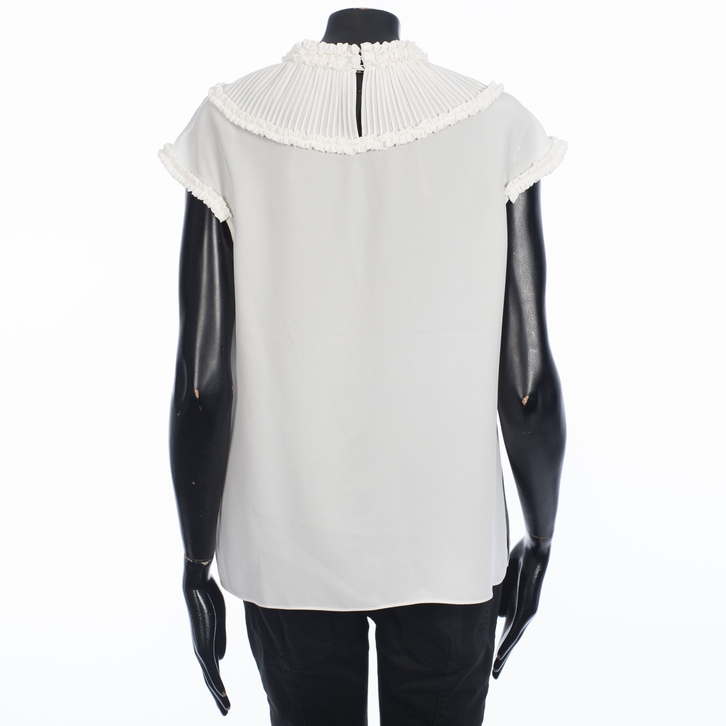 Fendi Crêpe De Chine Top With Ruffles In White Silk Size S / US 4 / IT 40 - 5 Thumbnail