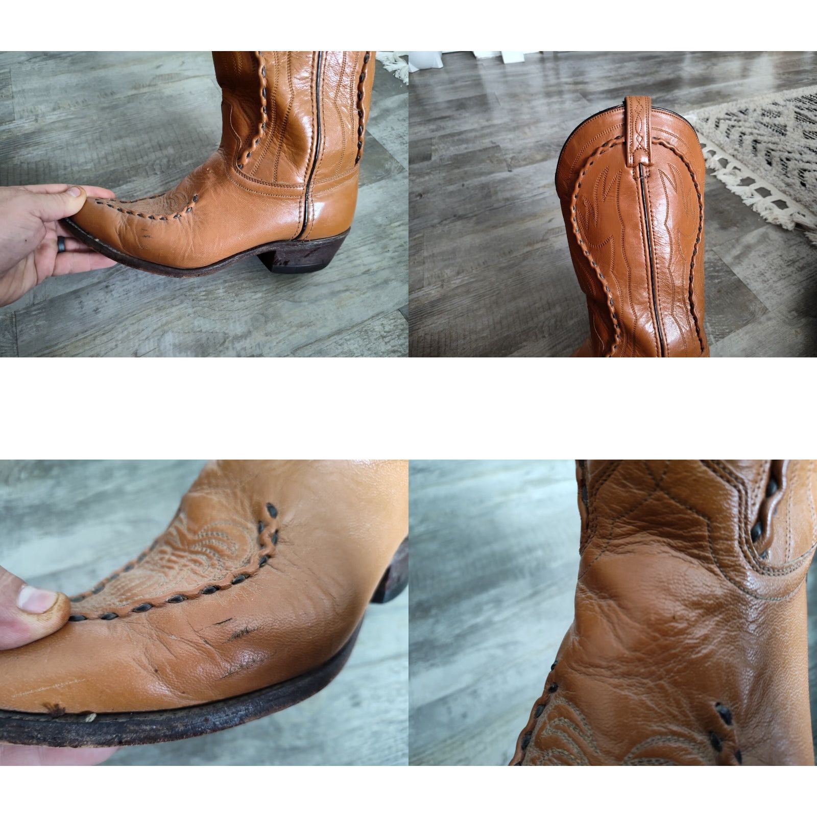 Dan Post VINTAGE Dan Post Western Cowboy Boots Men Sz 9.5 EE Brown Leather Pointed Toe Size US 9.5 / EU 42-43 - 8 Thumbnail