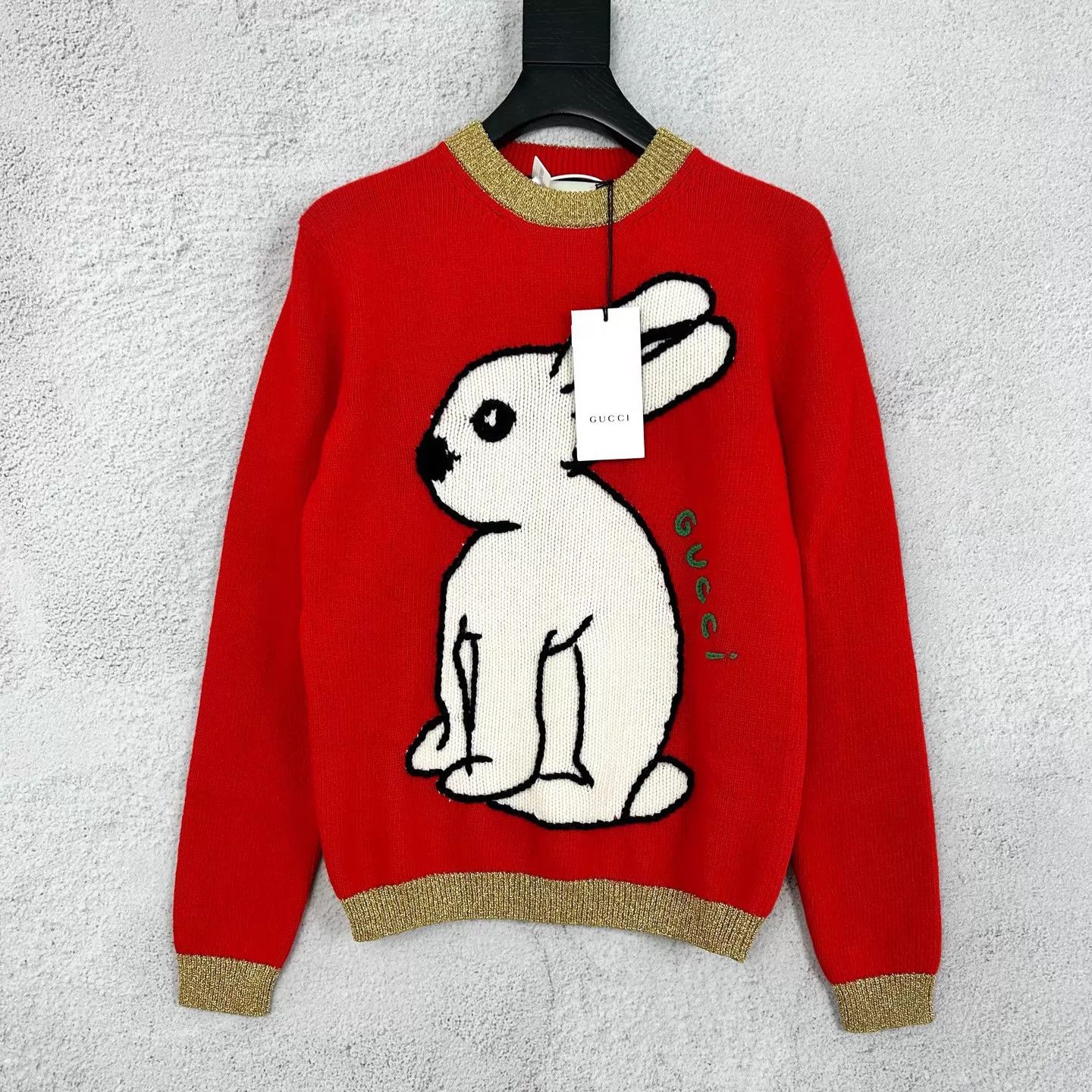 Gucci Gucci Rabbit Pattern Red Sweater XXS Size US XXS / EU 40 - 1 Thumbnail