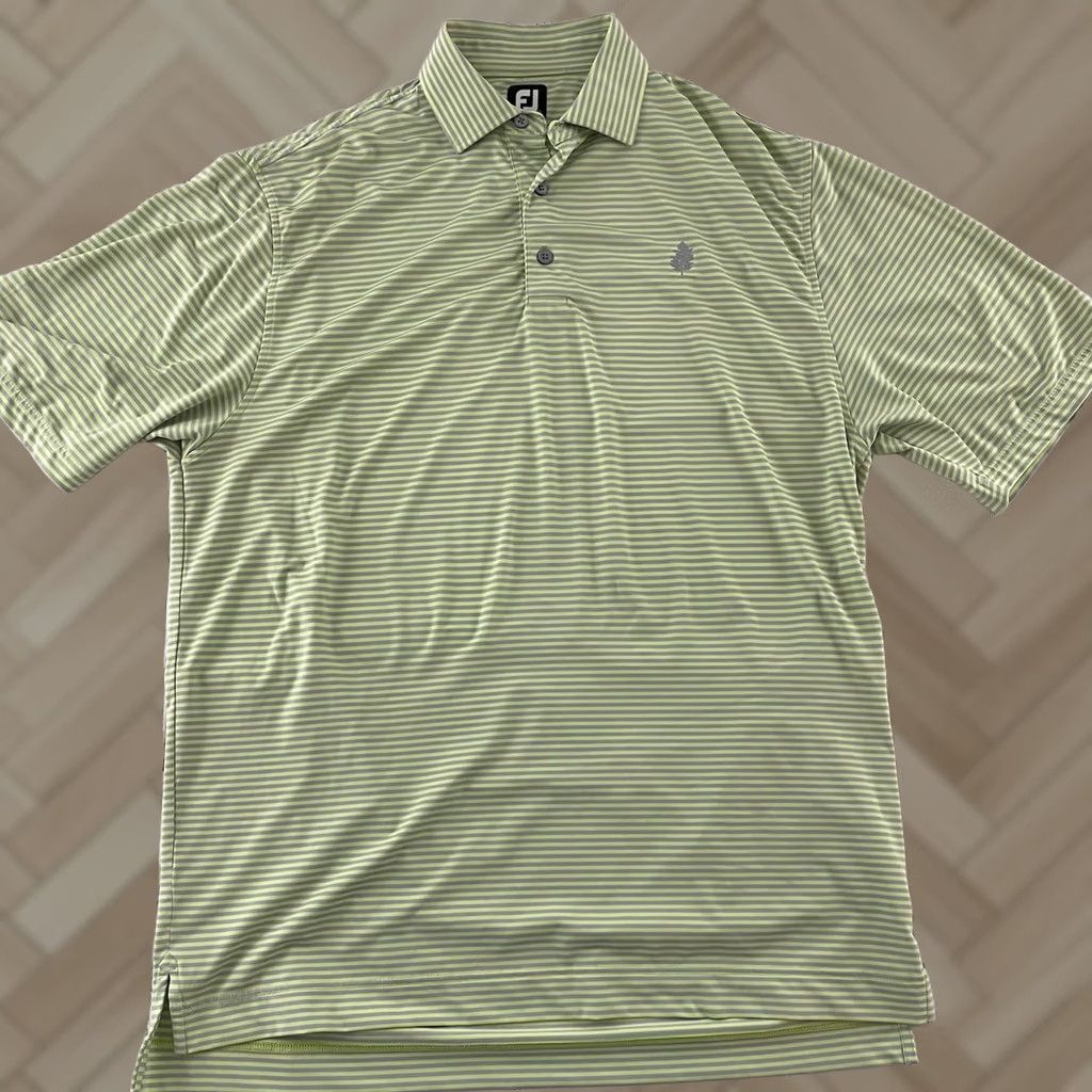 Footjoy FootJoy Striped Short Sleeve Button-Up Golf Polo Shirt Men's Large Green Gray Size US L / EU 52-54 / 3 - 1 Thumbnail