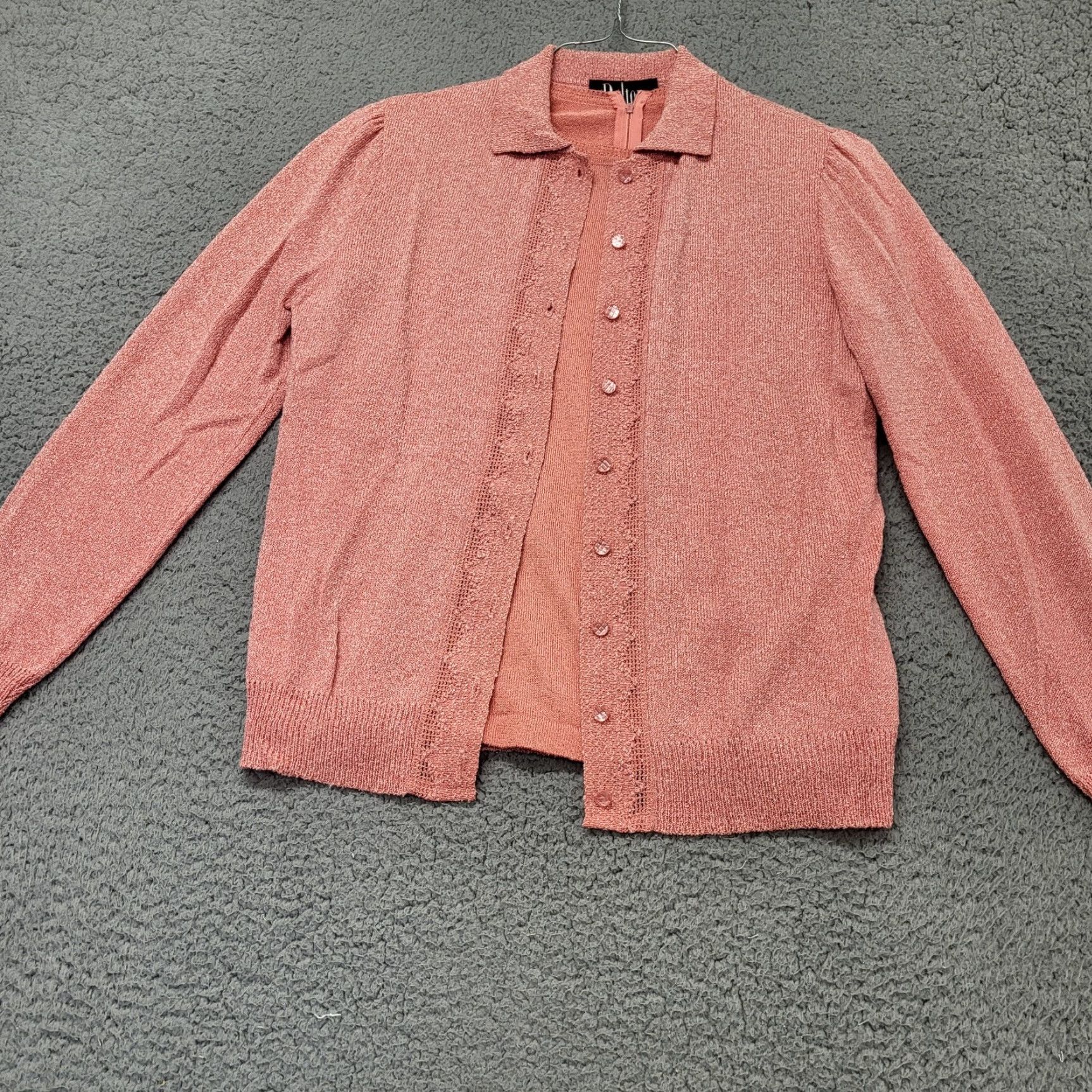 Vintage VINTAGE Dalton Shirt & Matching Cardigan Sweater Womens Sz 16 Salmon Union USA Shirt Cardigan Set Size XXL / US 16-18 / IT 52-54 - 2 Thumbnail