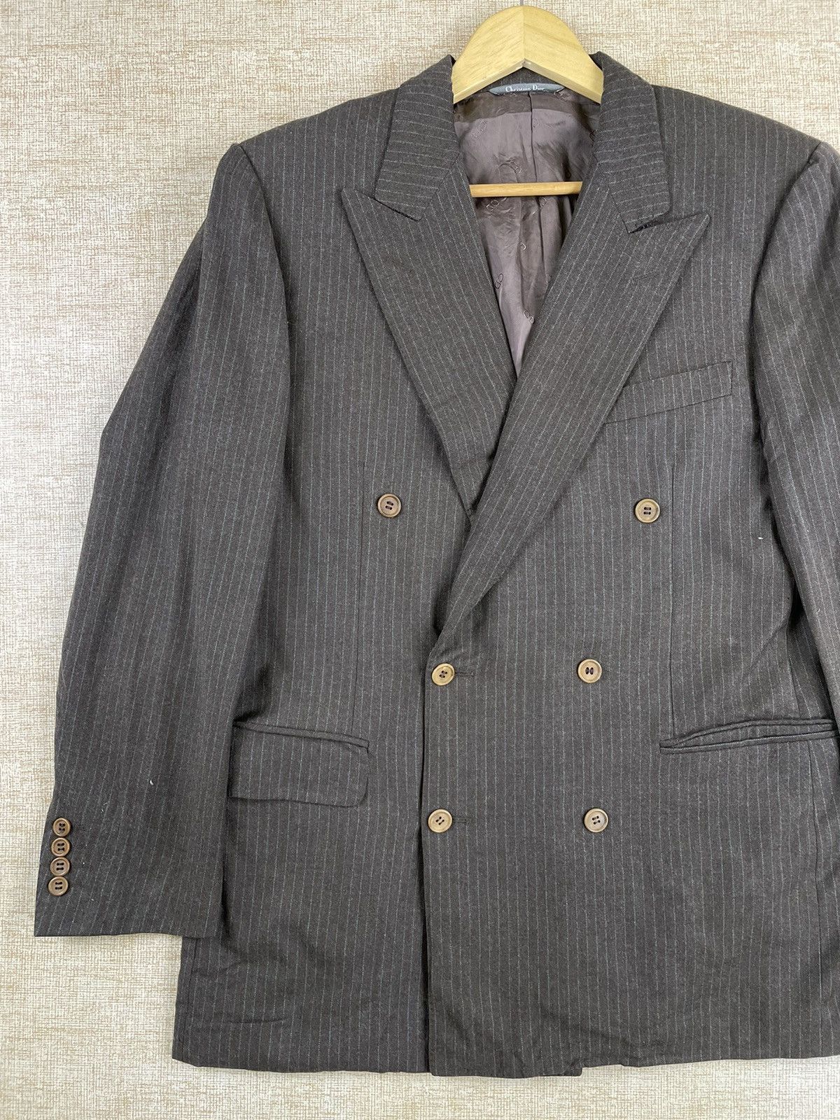 Christian Dior Monsieur Vintage Christian Dior Double Collar Harringbone Wool Blazer Size US M / EU 48-50 / 2 - 2 Thumbnail