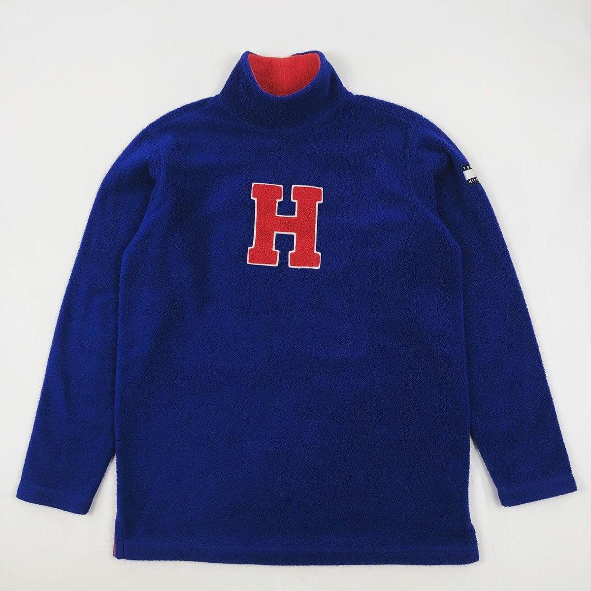 Tommy Hilfiger × Tommy Jeans × Vintage 90's Big Logo Long Sleeve Fleece Turtleneck Sweatshirt Jumper Pullover Size US S / EU 44-46 / 1 - 4 Thumbnail