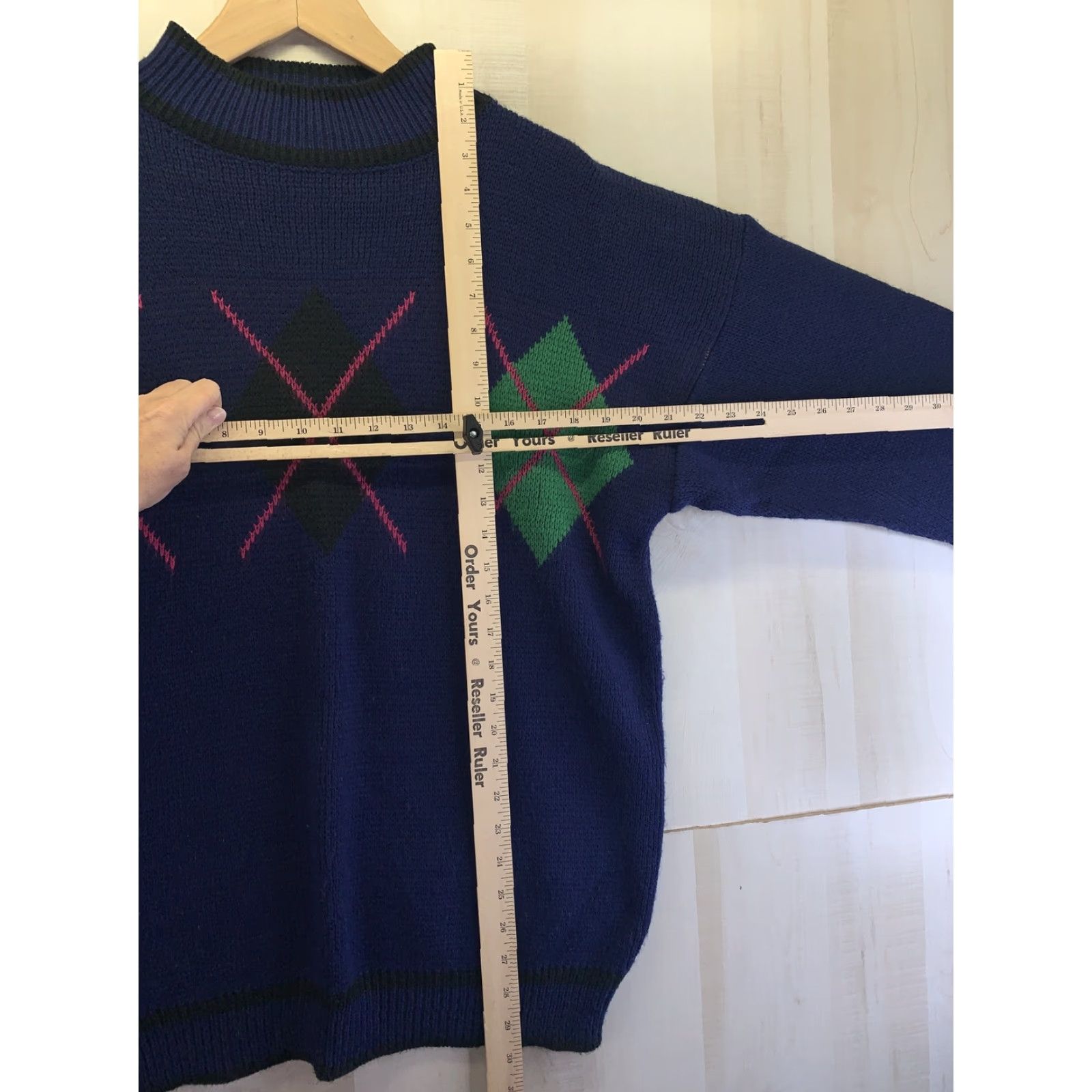 Vintage VINTAGE Gitano Argyle Blue Knit Sweater Shirt Womens M 1980-90s Size M / US 6-8 / IT 42-44 - 4 Thumbnail