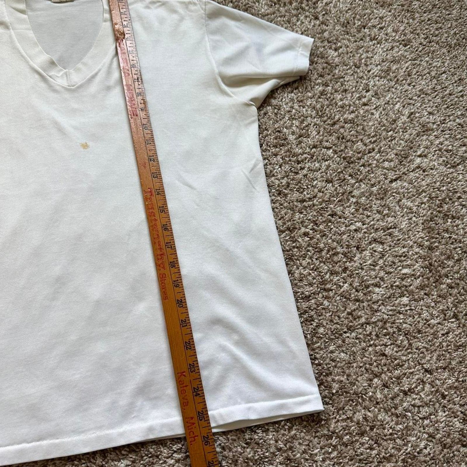 Vintage Perfect Vintage 70s White Blank Basic V Neck Shirt Top Tee Size US L / EU 52-54 / 3 - 8 Thumbnail