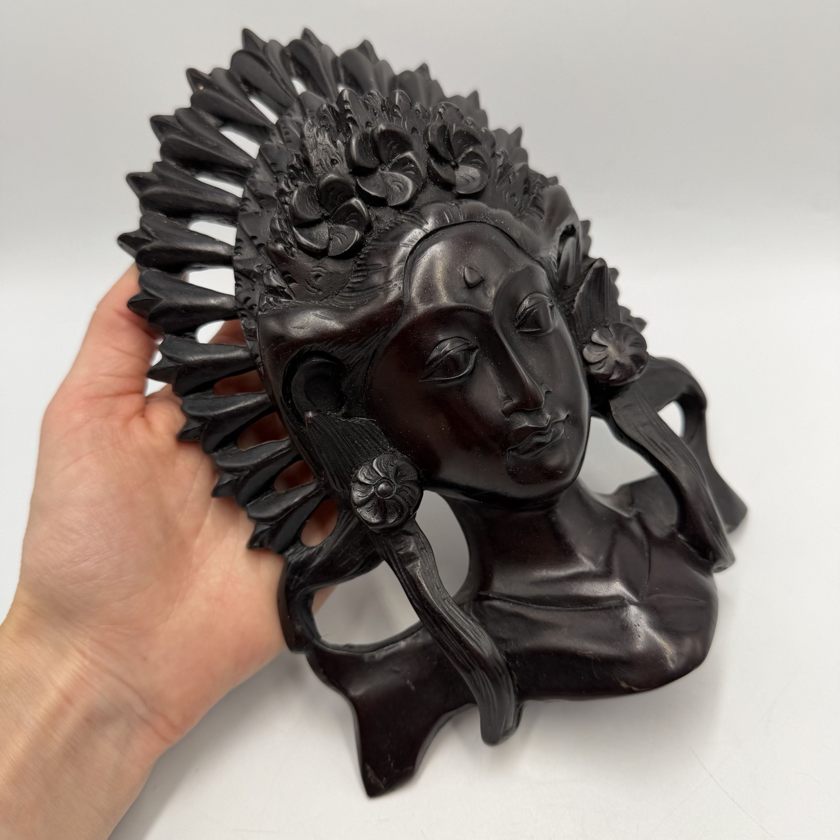 Vintage Vintage Indonesian Ebony Wood Dancer Wall Mask Hand Carved Size ONE SIZE - 3 Thumbnail