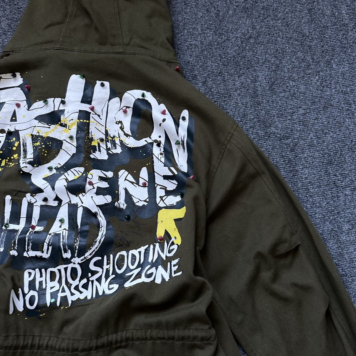 Zara VTG Zara Basic Dept Denim L Khaki Green Funky Jacket Studded Size L / US 10 / IT 46 - 19 Thumbnail